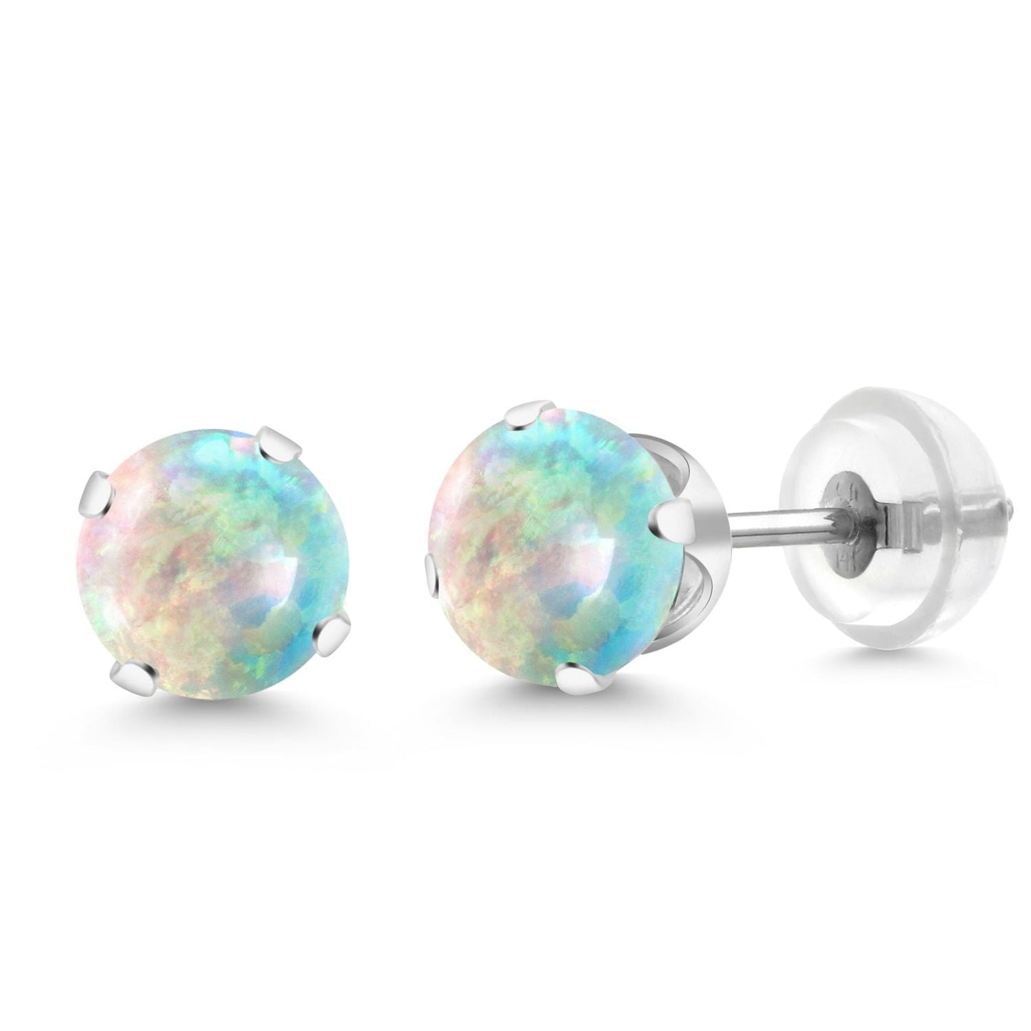 14K Gold Gemstone Birthstone Solitaire Stud Earrings | Round 6MM | Gold Earrings For Women Men