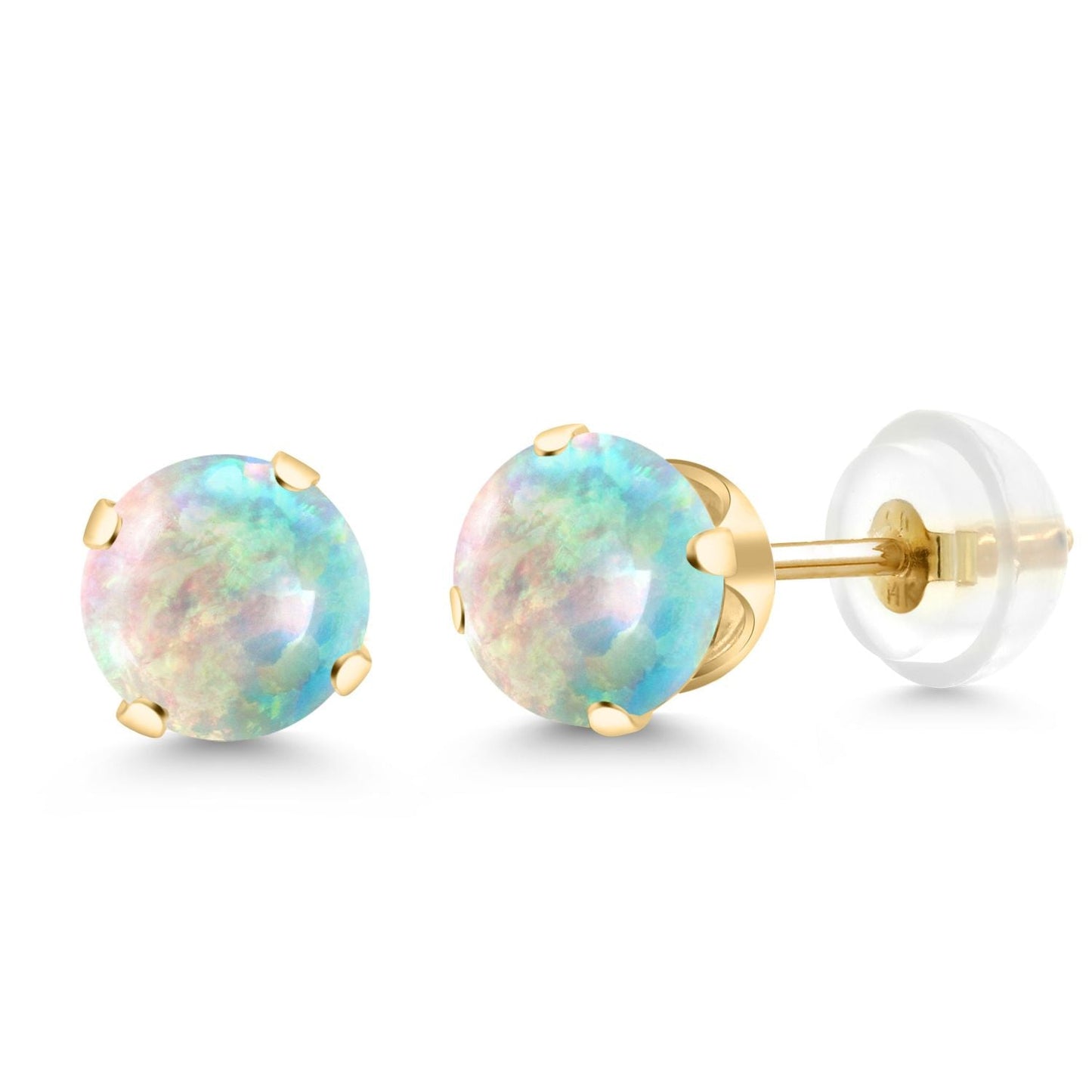 14K Gold Gemstone Birthstone Solitaire Stud Earrings | Round 6MM | Gold Earrings For Women Men