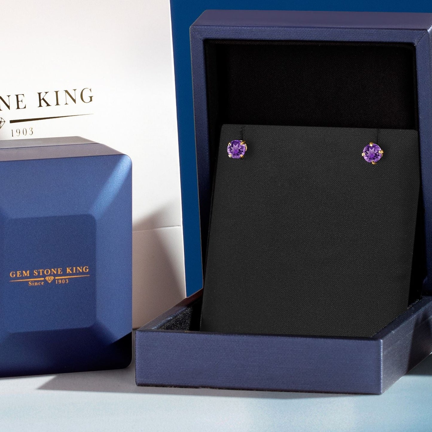 14K Gold Gemstone Birthstone Solitaire Stud Earrings | Round 6MM | Gold Earrings For Women Men