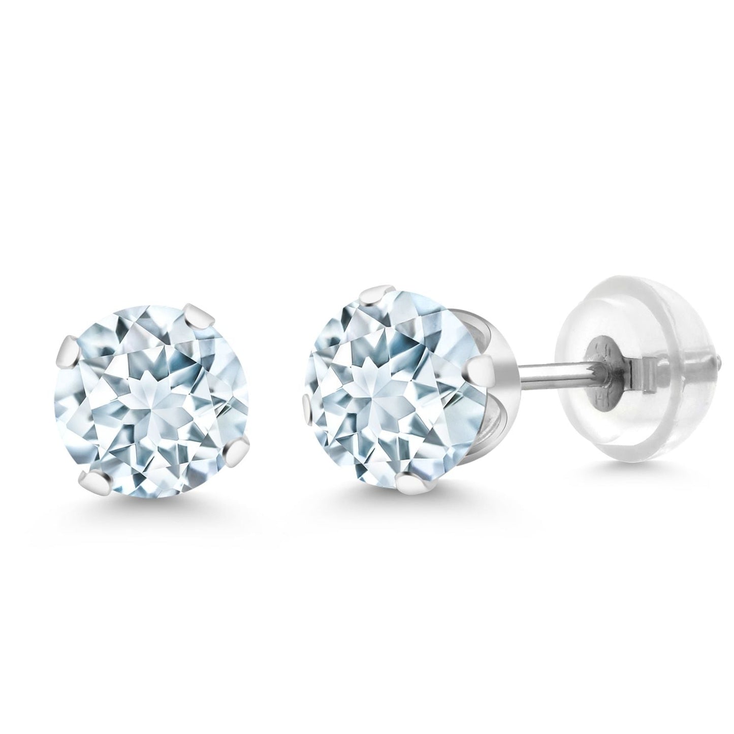 14K Gold Gemstone Birthstone Solitaire Stud Earrings | Round 6MM | Gold Earrings For Women Men
