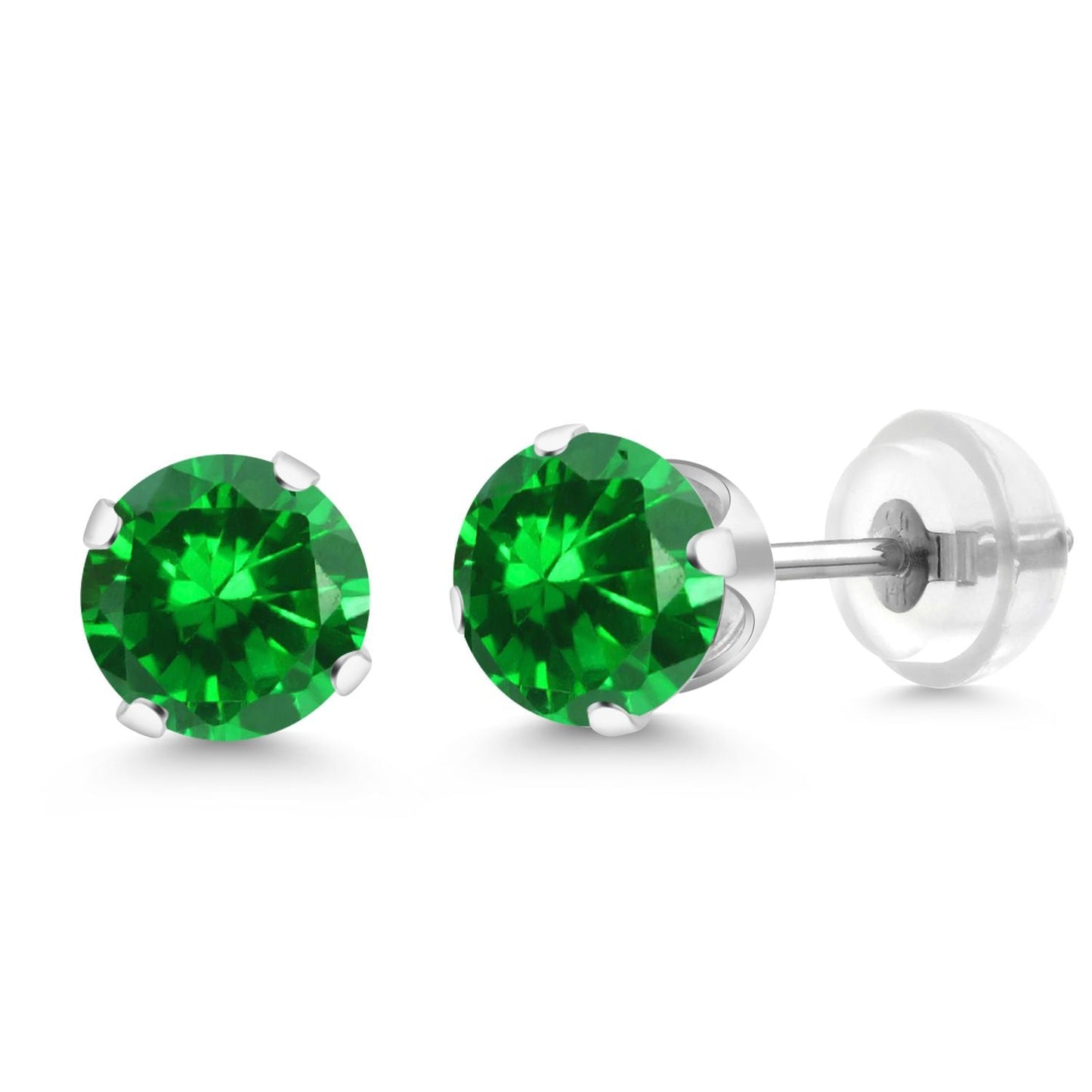 14K Gold Gemstone Birthstone Solitaire Stud Earrings | Round 6MM | Gold Earrings For Women Men