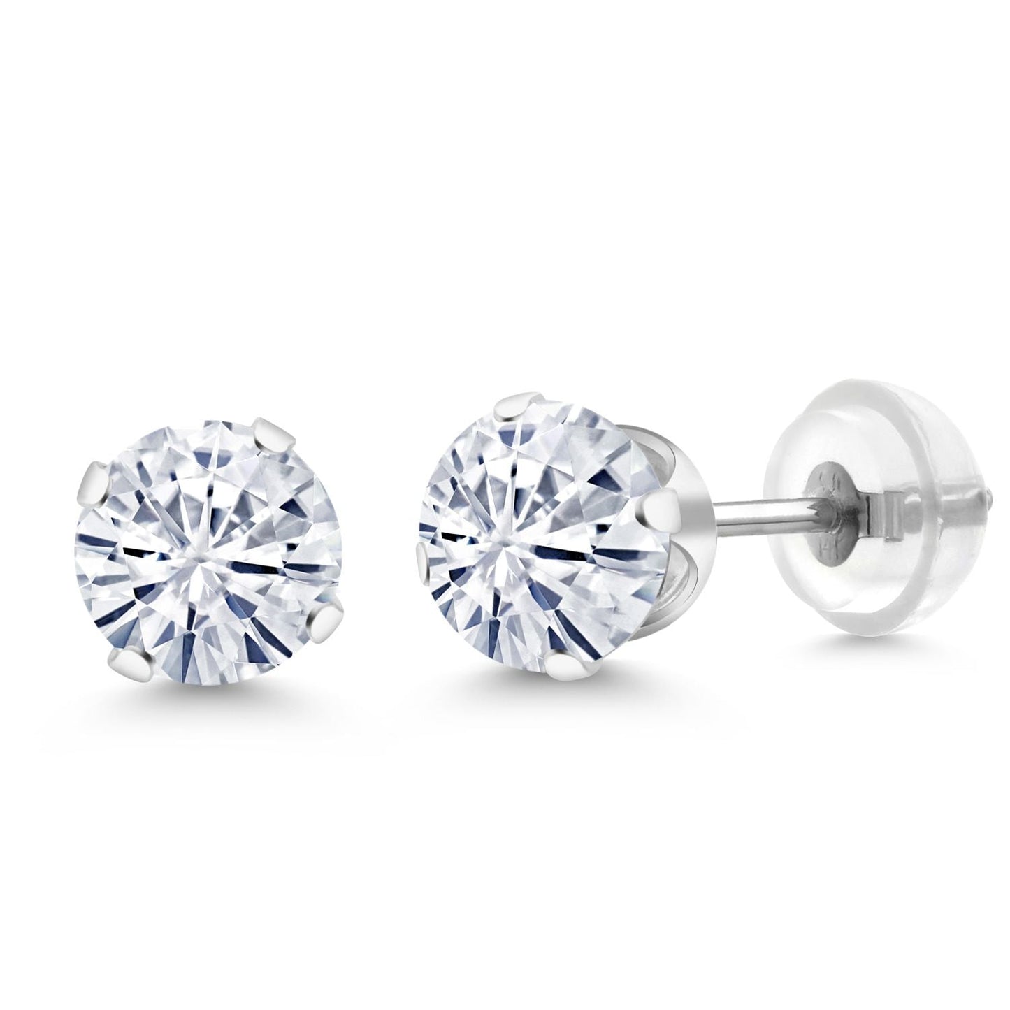 14K Gold Gemstone Birthstone Solitaire Stud Earrings | Round 6MM | Gold Earrings For Women Men