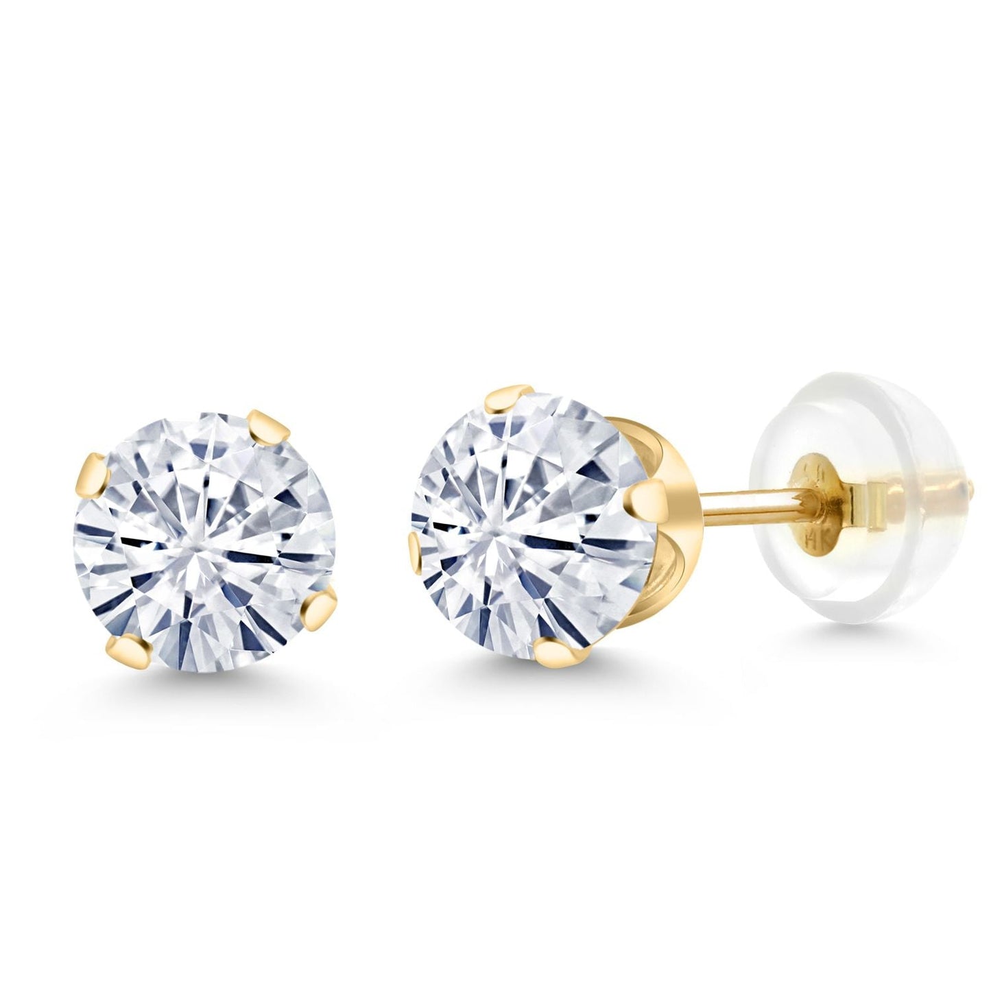 14K Gold Gemstone Birthstone Solitaire Stud Earrings | Round 6MM | Gold Earrings For Women Men