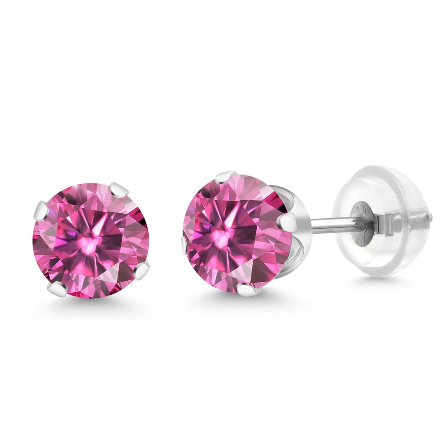 14K Gold Gemstone Birthstone Solitaire Stud Earrings | Round 6MM | Gold Earrings For Women Men