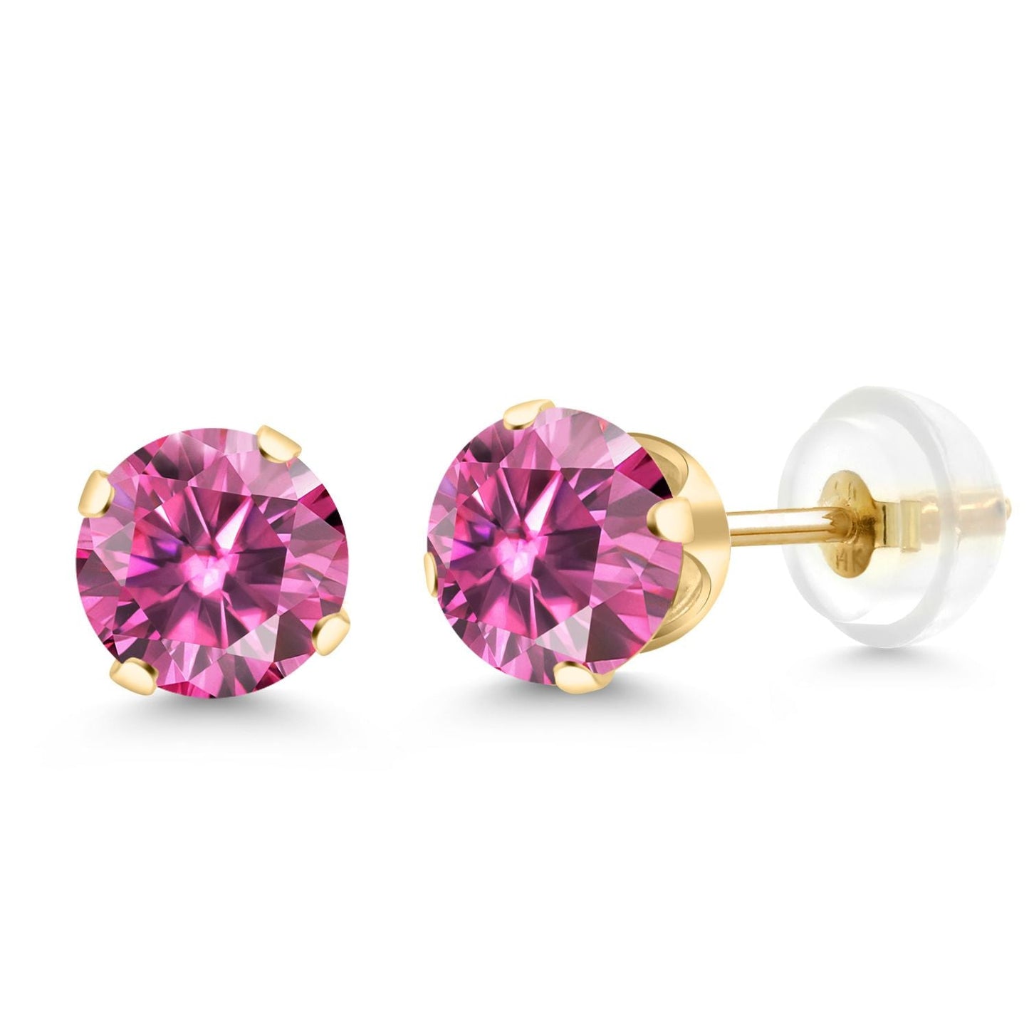 14K Gold Gemstone Birthstone Solitaire Stud Earrings | Round 6MM | Gold Earrings For Women Men