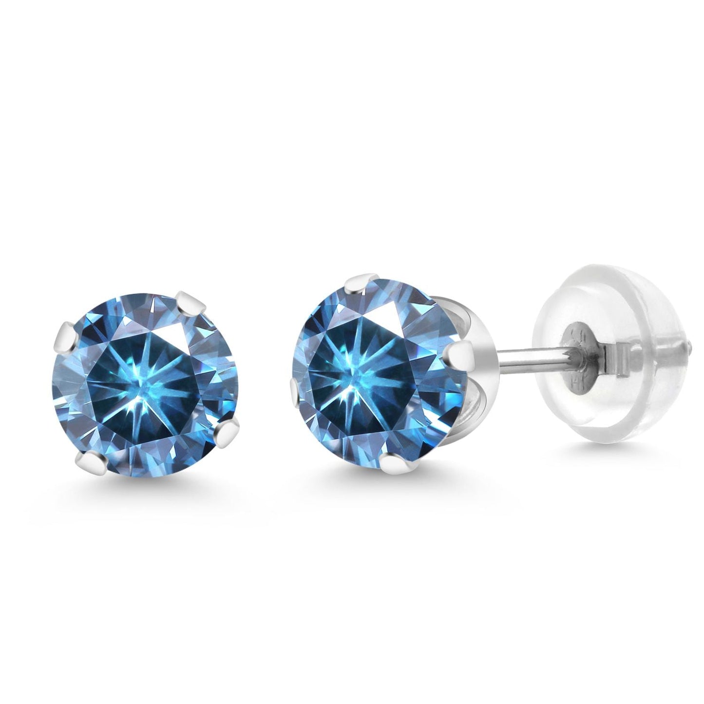 14K Gold Gemstone Birthstone Solitaire Stud Earrings | Round 6MM | Gold Earrings For Women Men