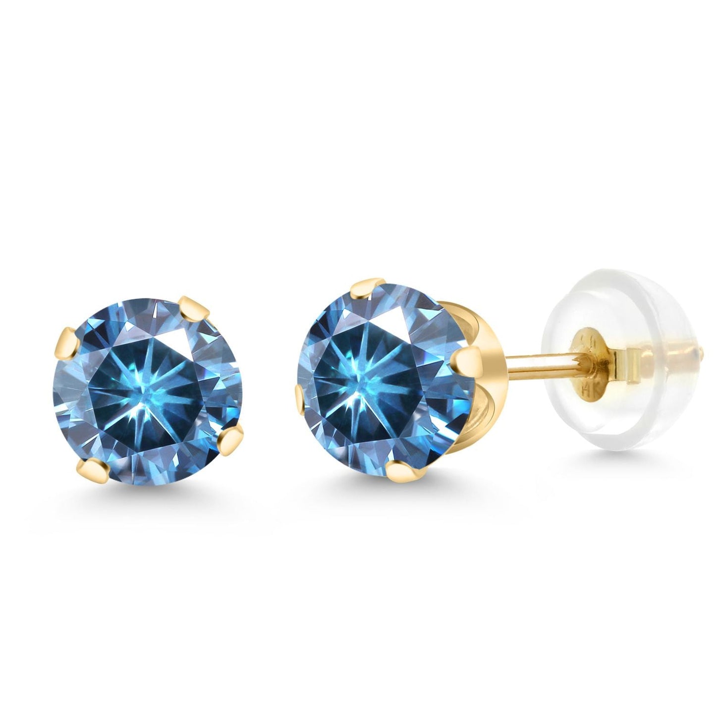 14K Gold Gemstone Birthstone Solitaire Stud Earrings | Round 6MM | Gold Earrings For Women Men