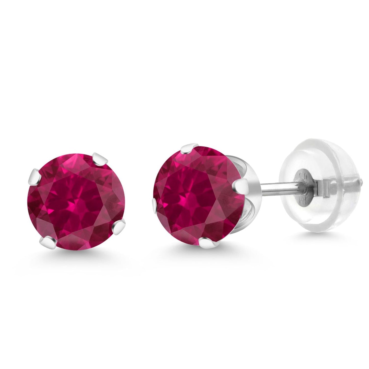 14K Gold Gemstone Birthstone Solitaire Stud Earrings | Round 6MM | Gold Earrings For Women Men