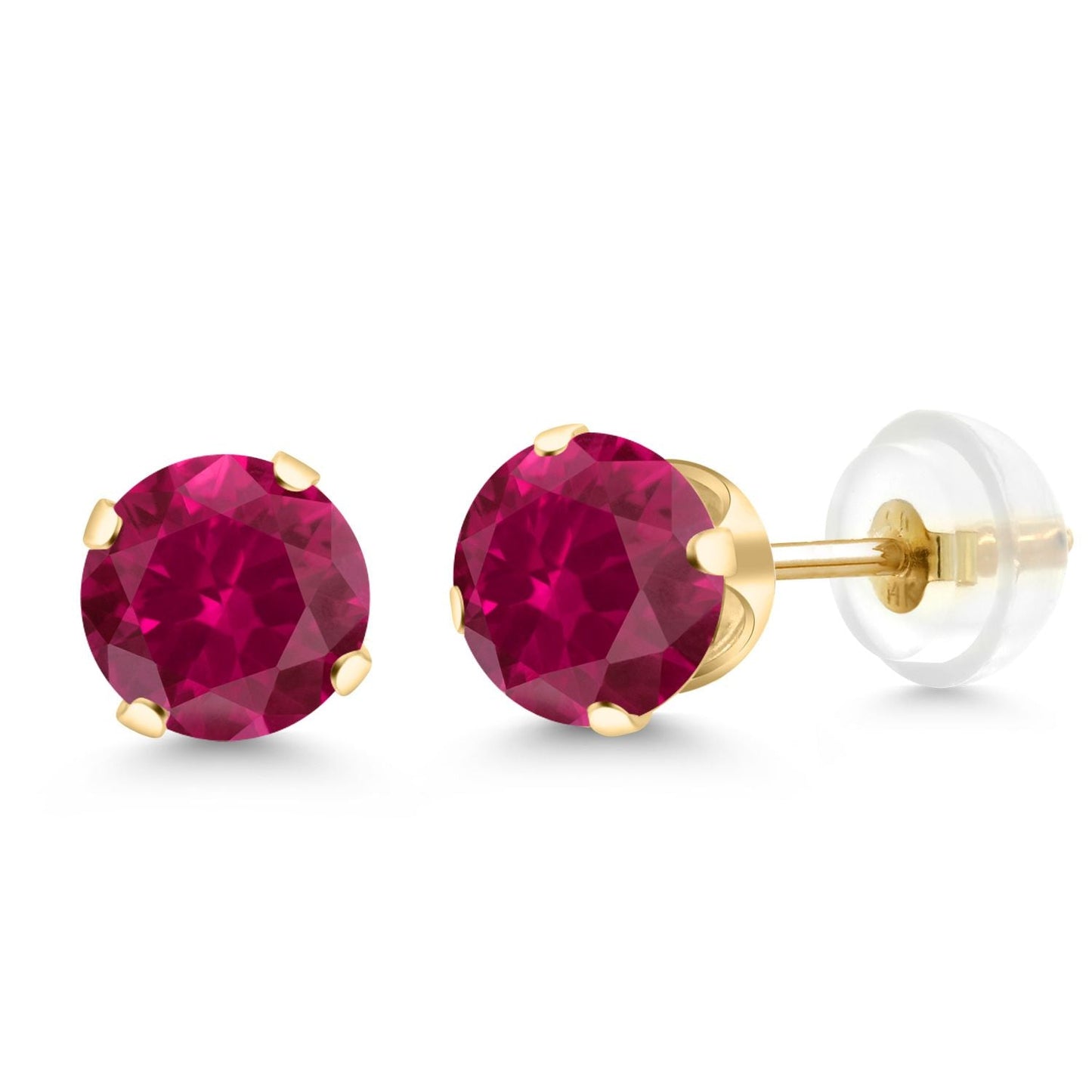 14K Gold Gemstone Birthstone Solitaire Stud Earrings | Round 6MM | Gold Earrings For Women Men