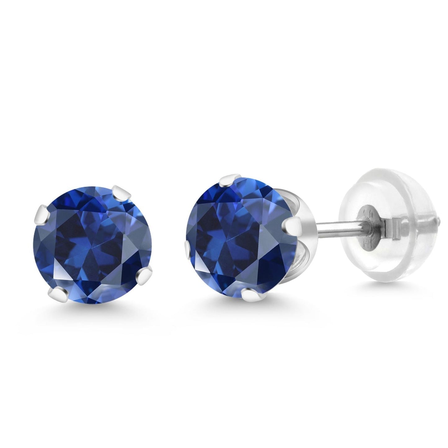 14K Gold Gemstone Birthstone Solitaire Stud Earrings | Round 6MM | Gold Earrings For Women Men