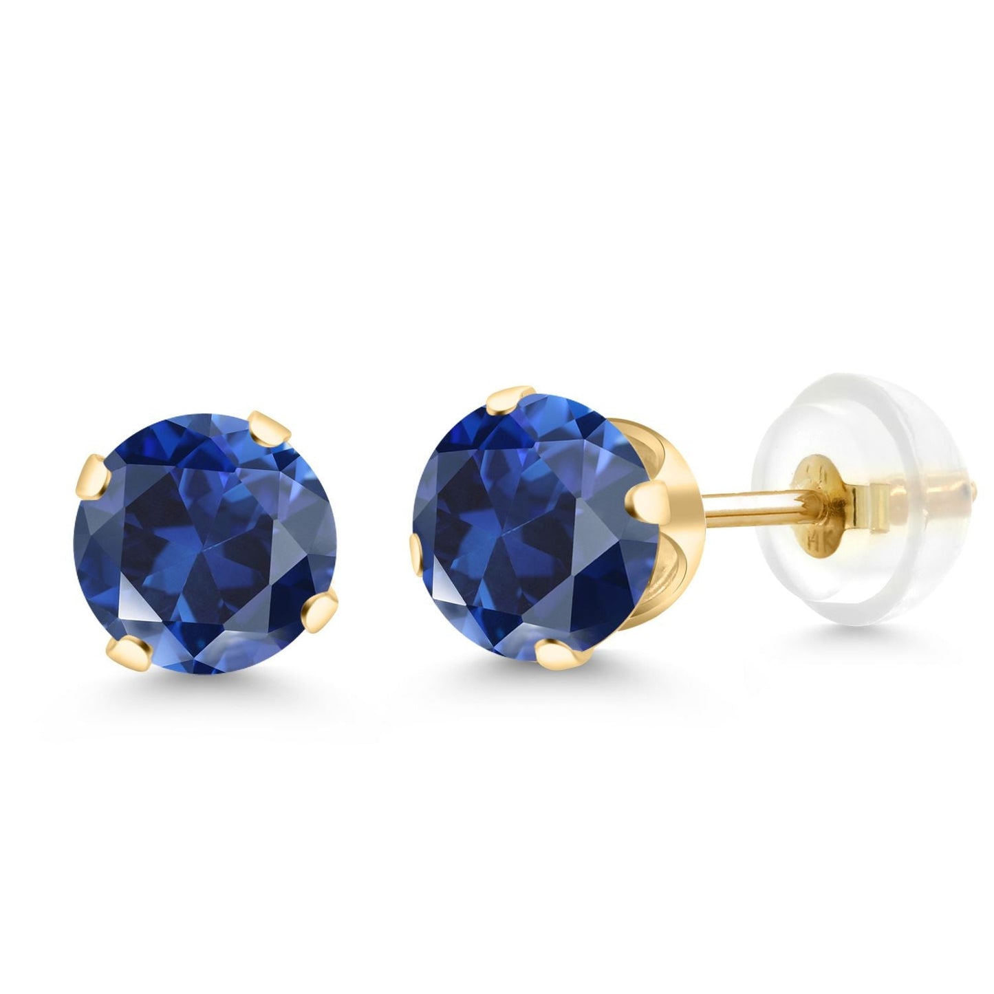14K Gold Gemstone Birthstone Solitaire Stud Earrings | Round 6MM | Gold Earrings For Women Men