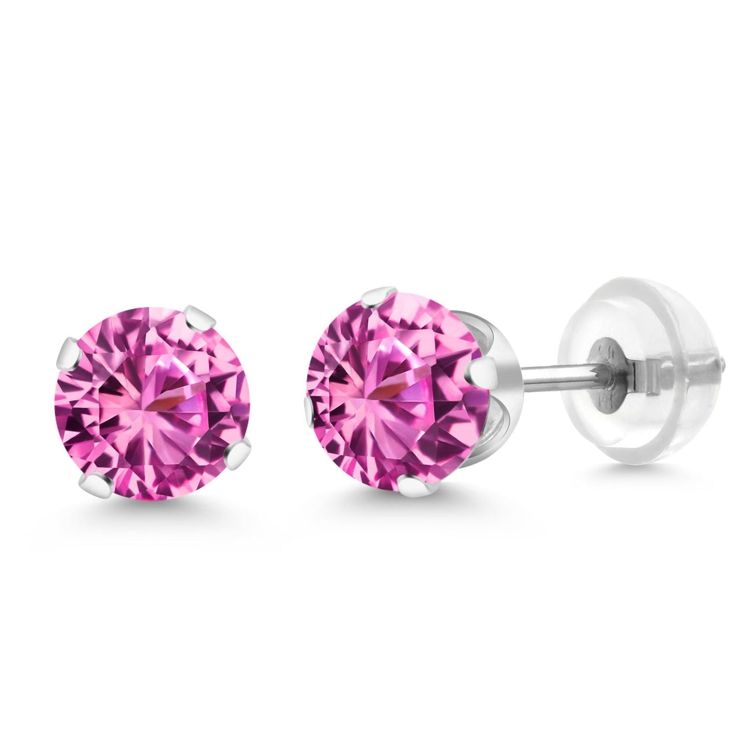 14K Gold Gemstone Birthstone Solitaire Stud Earrings | Round 6MM | Gold Earrings For Women Men