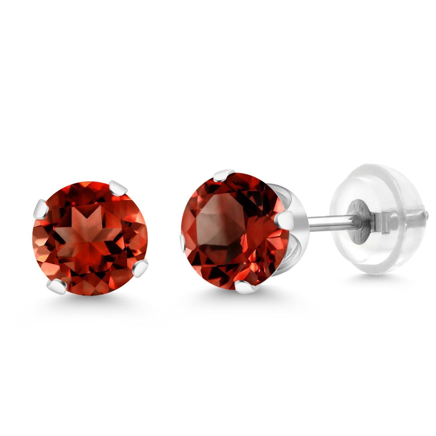 14K Gold Gemstone Birthstone Solitaire Stud Earrings | Round 6MM | Gold Earrings For Women Men