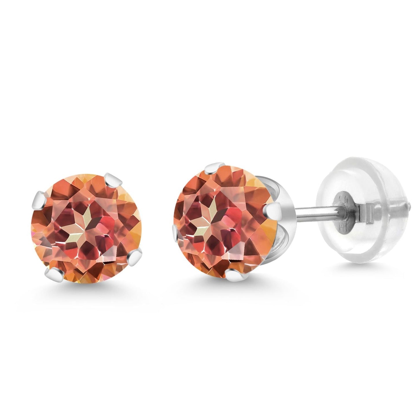 14K Gold Gemstone Birthstone Solitaire Stud Earrings | Round 6MM | Gold Earrings For Women Men