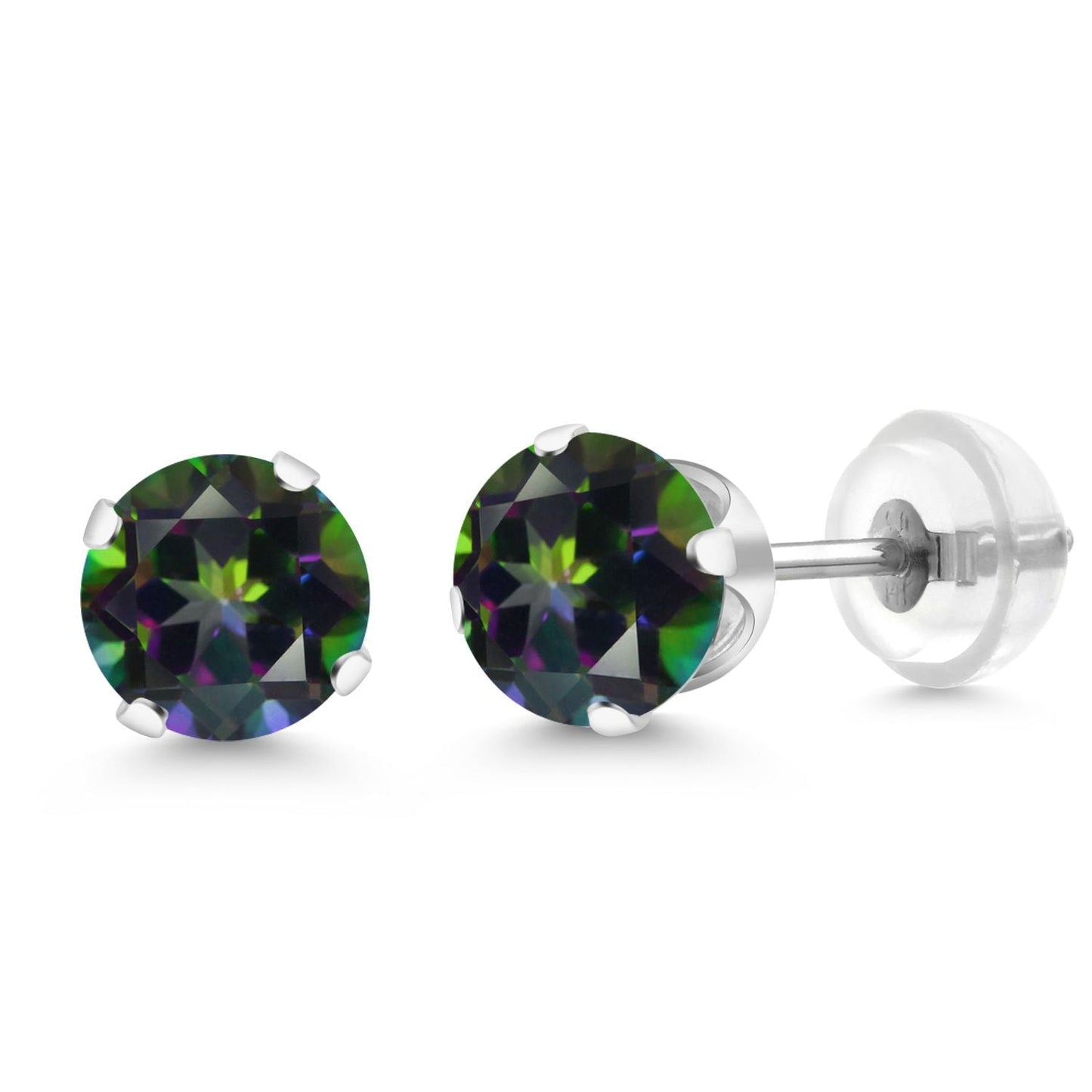 14K Gold Gemstone Birthstone Solitaire Stud Earrings | Round 6MM | Gold Earrings For Women Men