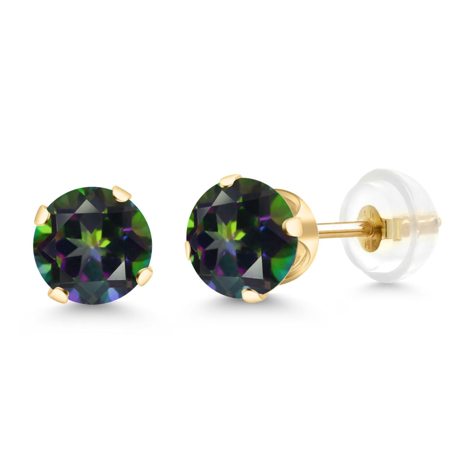 14K Gold Gemstone Birthstone Solitaire Stud Earrings | Round 6MM | Gold Earrings For Women Men