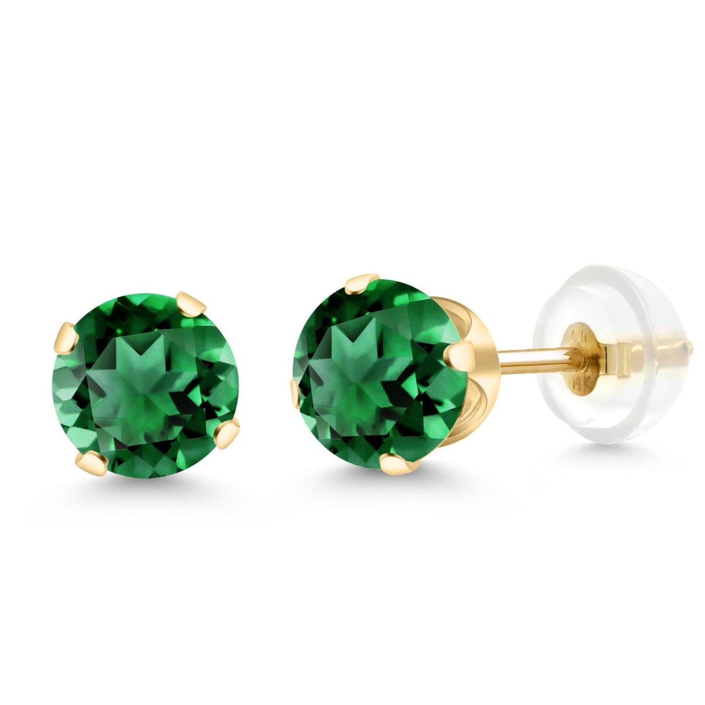 14K Gold Gemstone Birthstone Solitaire Stud Earrings | Round 6MM | Gold Earrings For Women Men