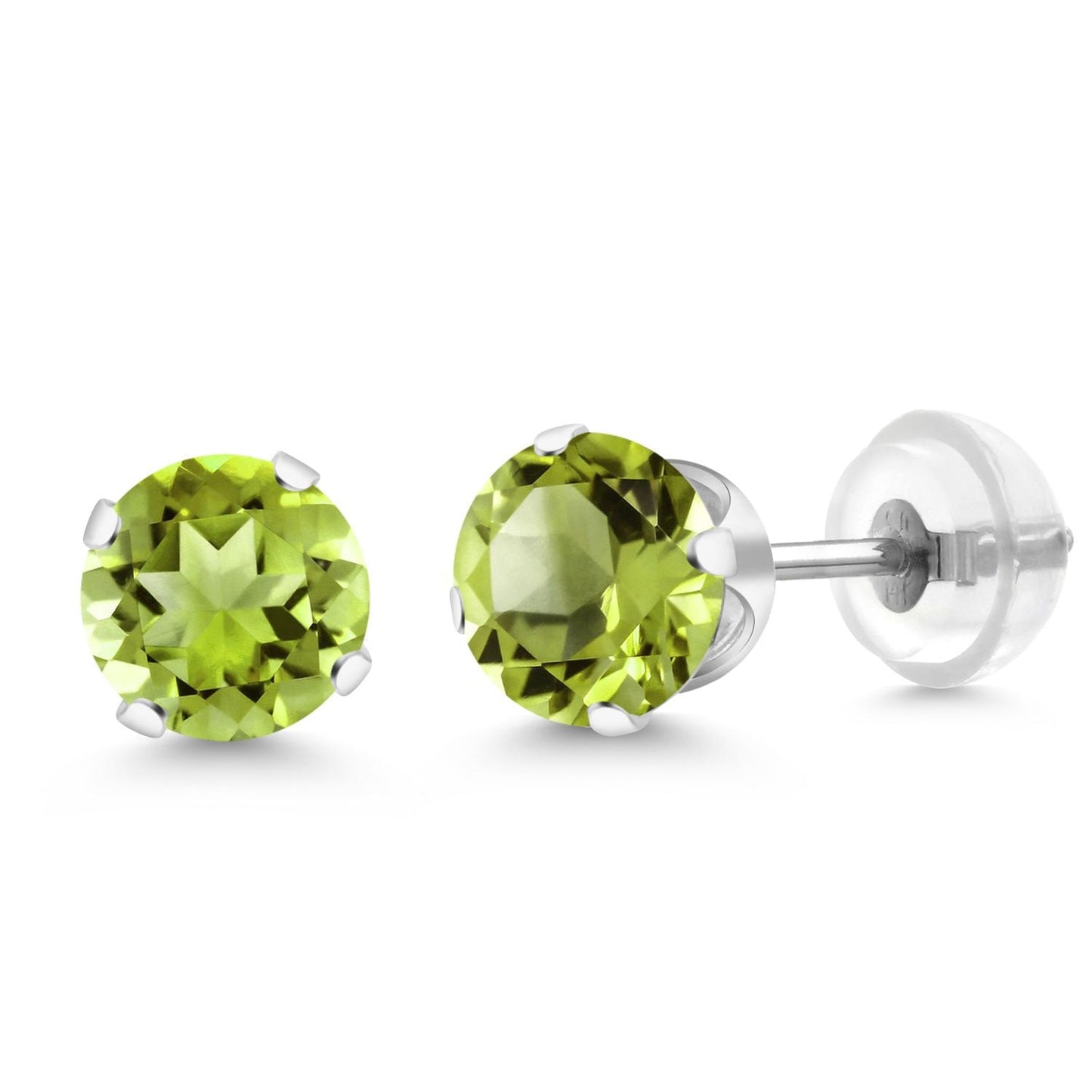 14K Gold Gemstone Birthstone Solitaire Stud Earrings | Round 6MM | Gold Earrings For Women Men