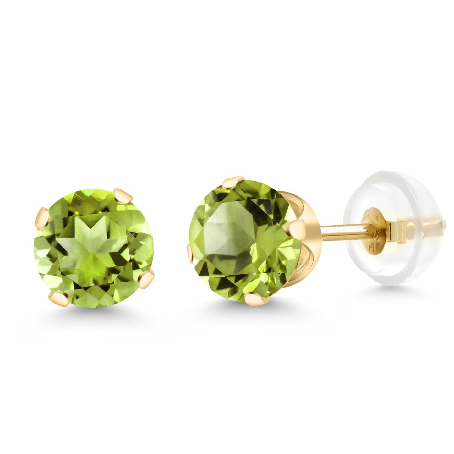 14K Gold Gemstone Birthstone Solitaire Stud Earrings | Round 6MM | Gold Earrings For Women Men