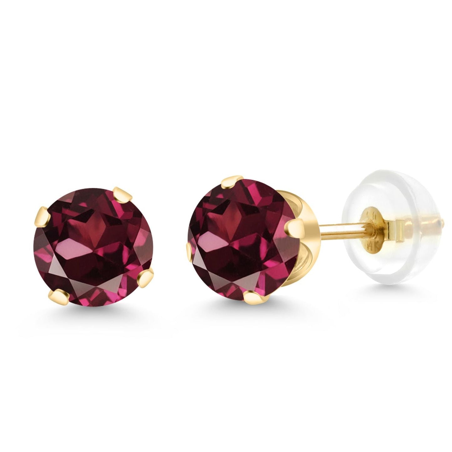 14K Gold Gemstone Birthstone Solitaire Stud Earrings | Round 6MM | Gold Earrings For Women Men