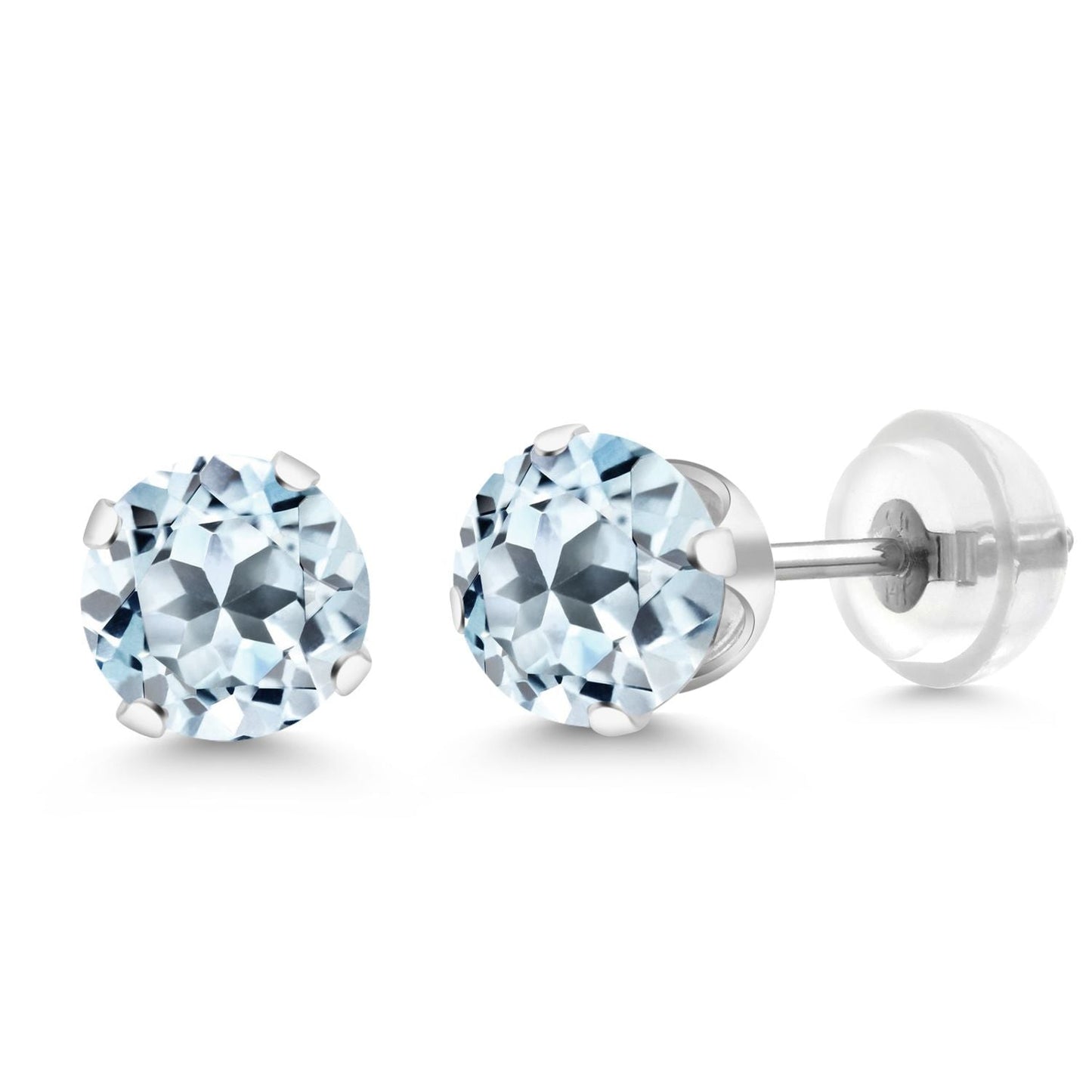 14K Gold Gemstone Birthstone Solitaire Stud Earrings | Round 6MM | Gold Earrings For Women Men