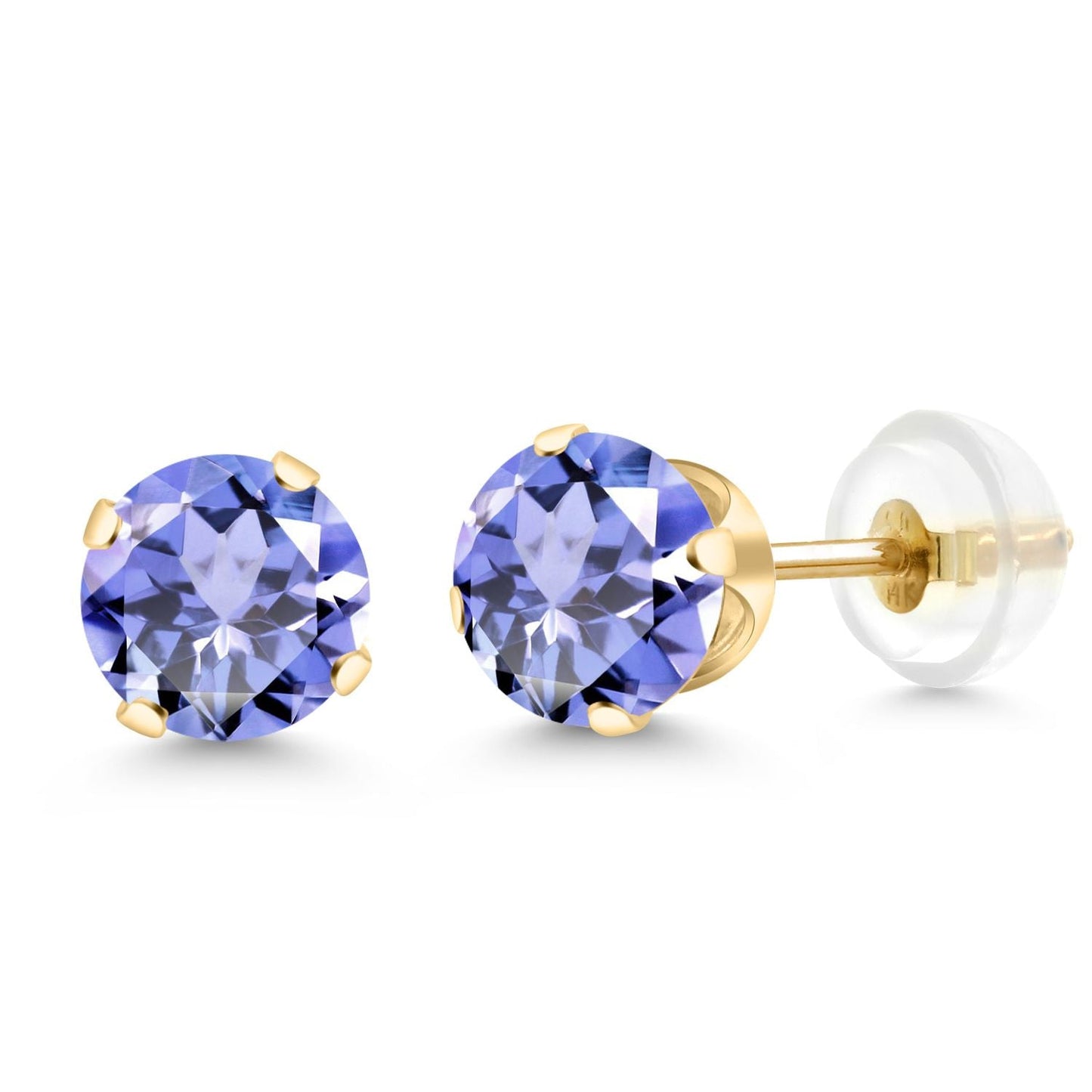 14K Gold Gemstone Birthstone Solitaire Stud Earrings | Round 6MM | Gold Earrings For Women Men