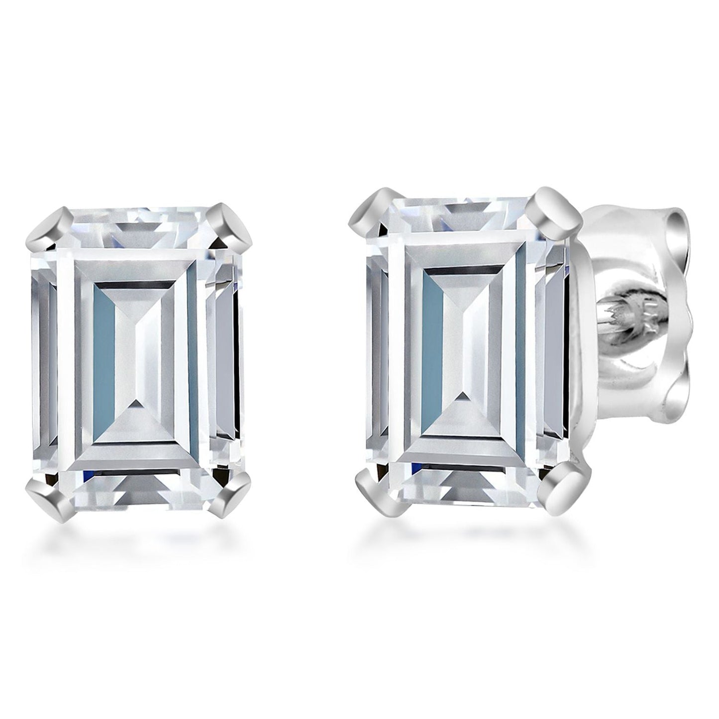 6X4MM Emerald Cut Gemstone Birthstone Stud Earrings For Women Men | 925 Sterling Silver | Fine Jewelry Gifts for Her Mom Women Wife