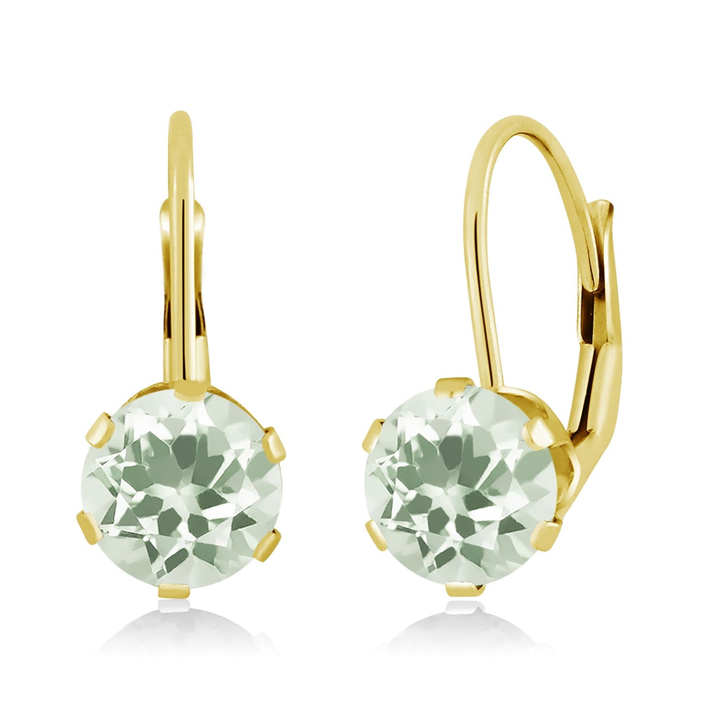 14K Yellow Gold 6MM Round Gemstone Birthstone Leverback Dangle Earrings | Gold Earrings For Women