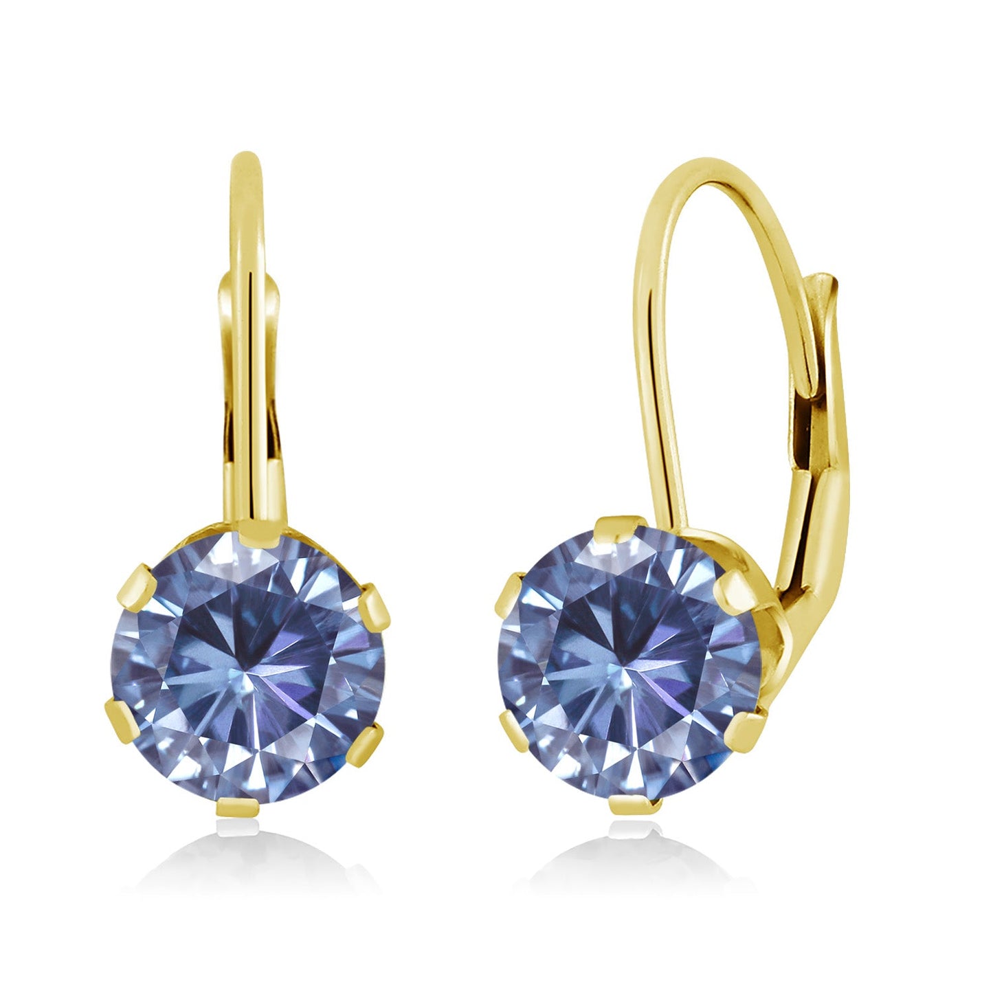 14K Yellow Gold 6MM Round Gemstone Birthstone Leverback Dangle Earrings | Gold Earrings For Women