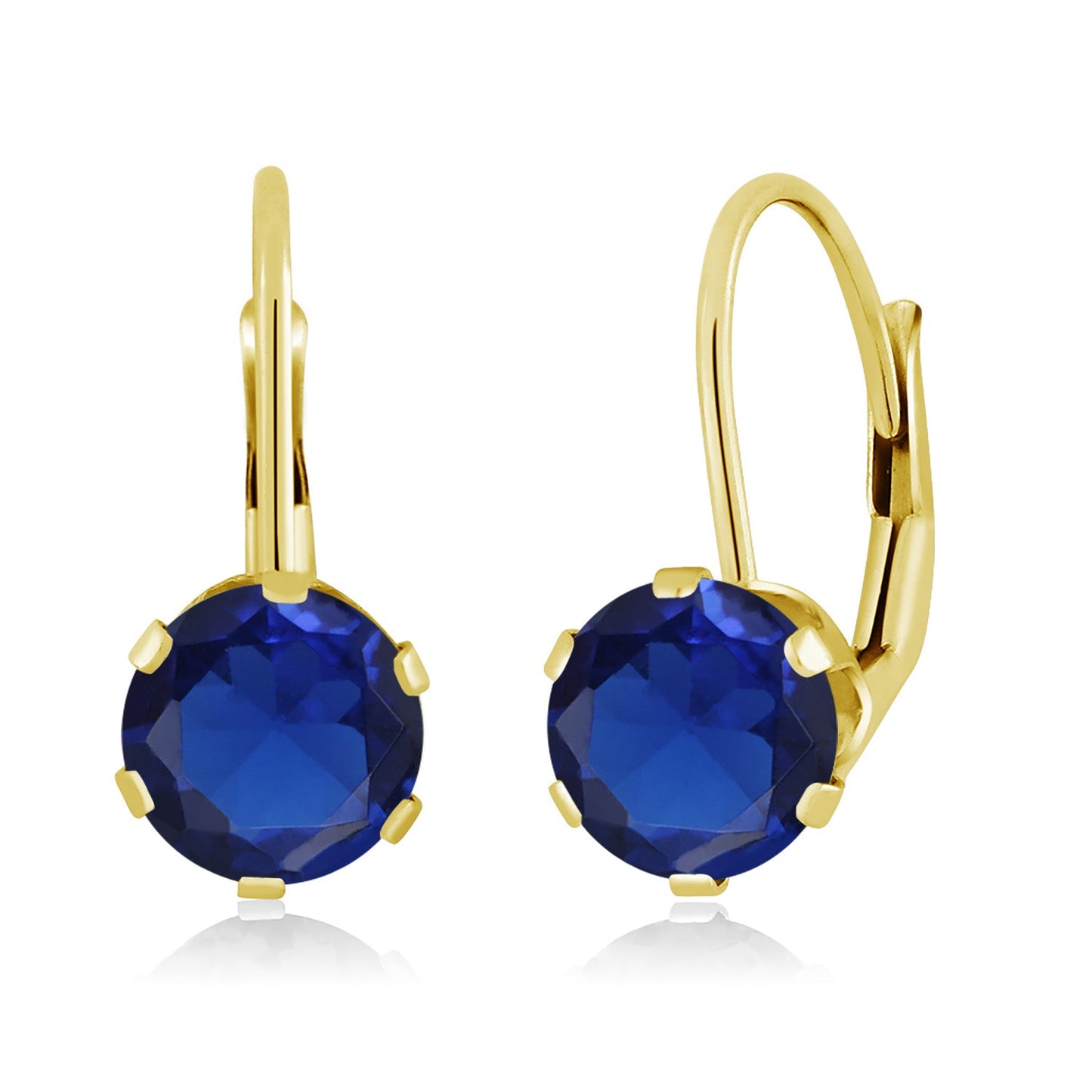 14K Yellow Gold 6MM Round Gemstone Birthstone Leverback Dangle Earrings | Gold Earrings For Women