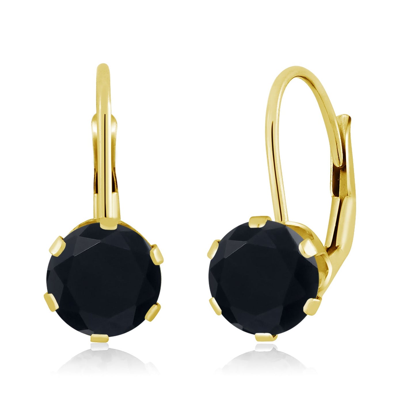 14K Yellow Gold 6MM Round Gemstone Birthstone Leverback Dangle Earrings | Gold Earrings For Women