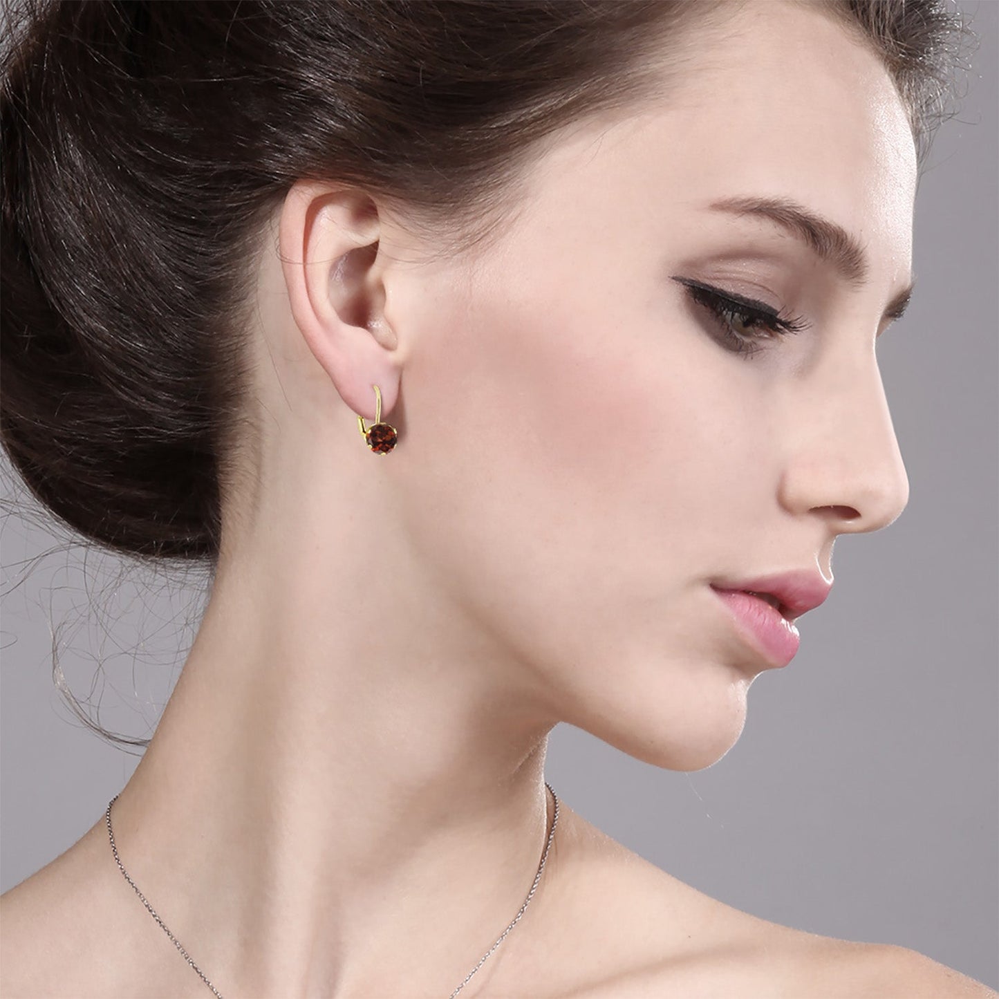 14K Yellow Gold 6MM Round Gemstone Birthstone Leverback Dangle Earrings | Gold Earrings For Women