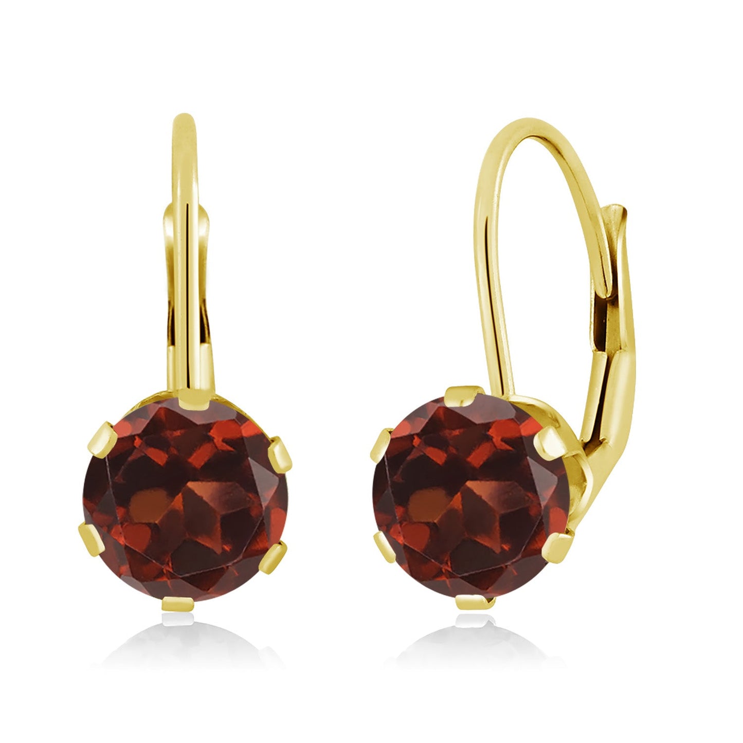 14K Yellow Gold 6MM Round Gemstone Birthstone Leverback Dangle Earrings | Gold Earrings For Women