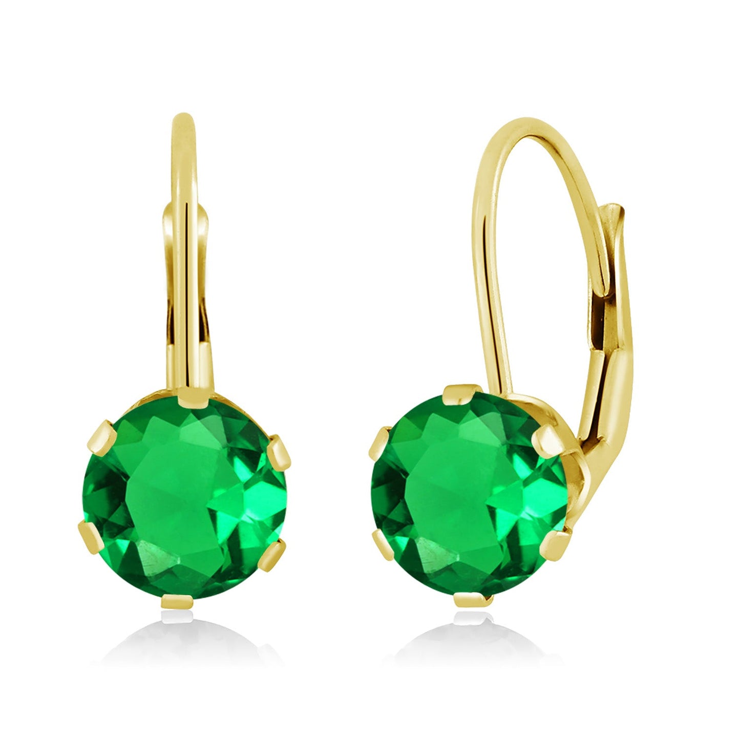 14K Yellow Gold 6MM Round Gemstone Birthstone Leverback Dangle Earrings | Gold Earrings For Women