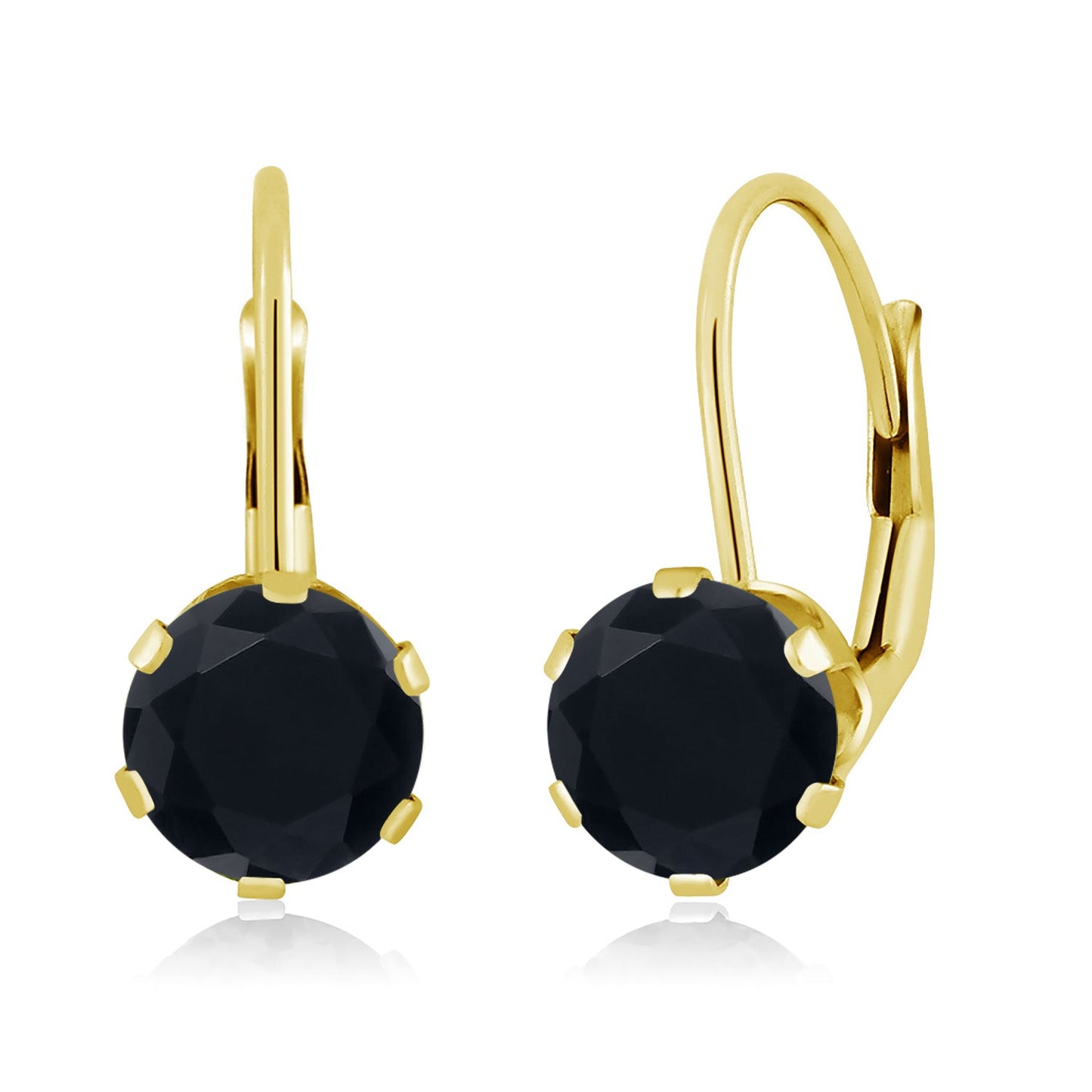 14K Yellow Gold 6MM Round Gemstone Birthstone Leverback Dangle Earrings | Gold Earrings For Women