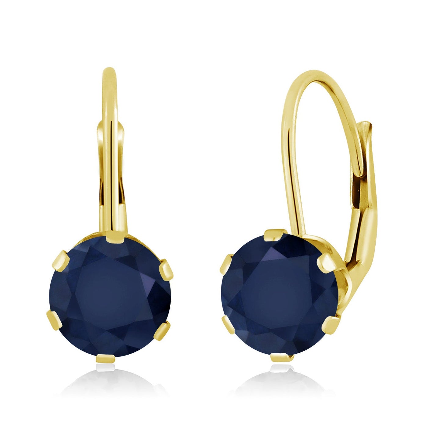 14K Yellow Gold 6MM Round Gemstone Birthstone Leverback Dangle Earrings | Gold Earrings For Women