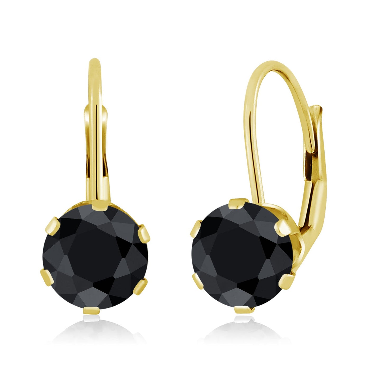 14K Yellow Gold 6MM Round Gemstone Birthstone Leverback Dangle Earrings | Gold Earrings For Women