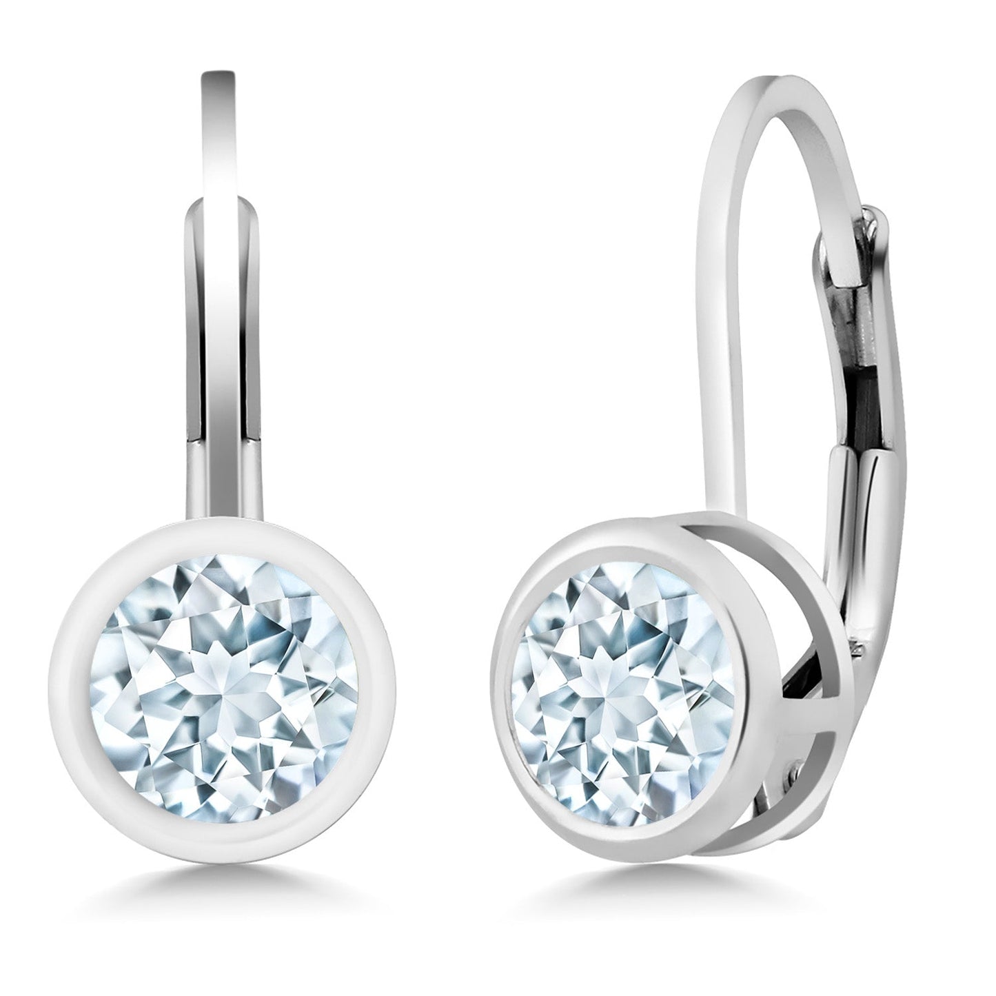 925 Sterling Silver Gemstone Birthstone Dangle Leverback Earrings For Women | Round 5MM | Round Genuine Birthstone Earrings | Fine Jewelry for Her Mom Wife