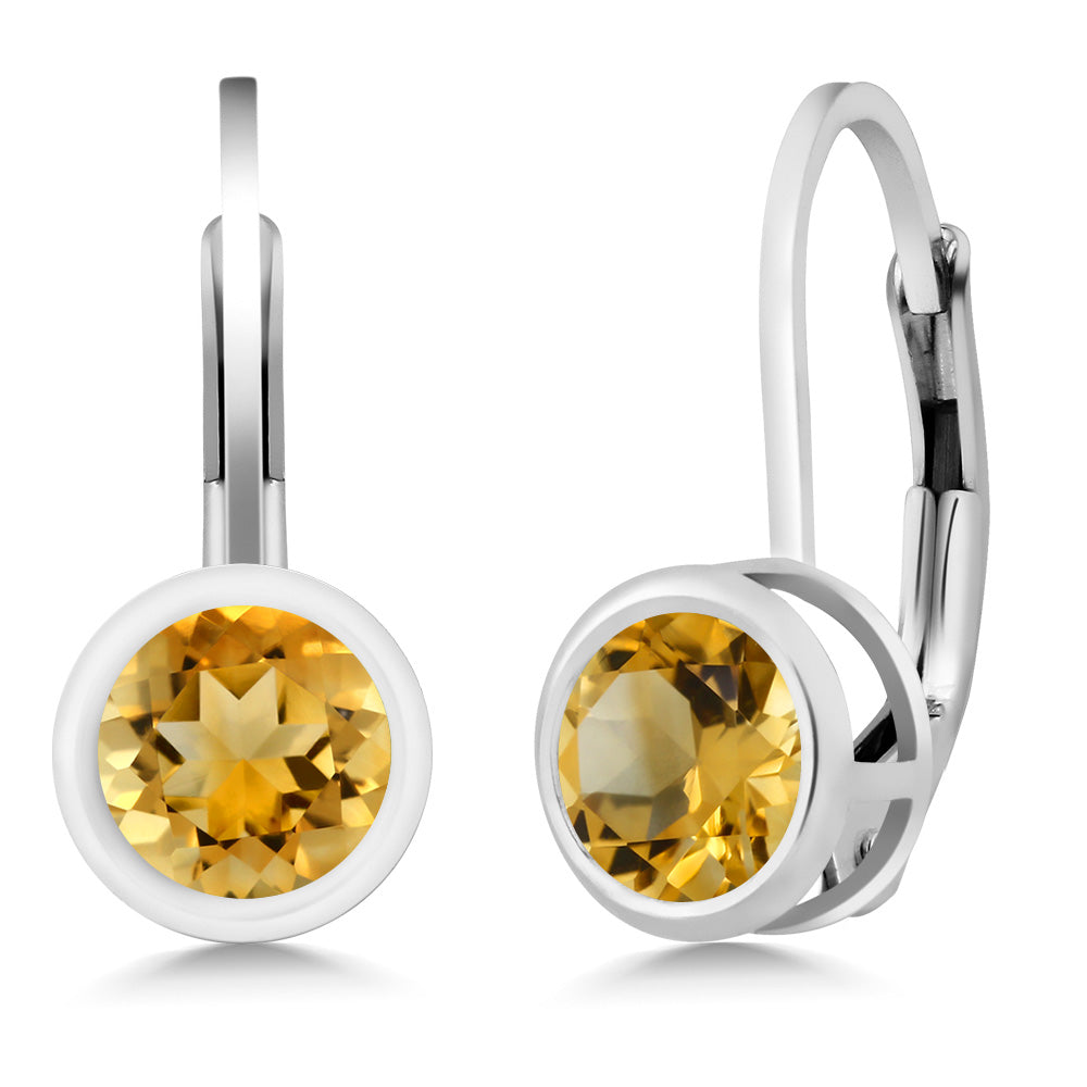 925 Sterling Silver Gemstone Birthstone Dangle Leverback Earrings For Women | Round 5MM | Round Genuine Birthstone Earrings | Fine Jewelry for Her Mom Wife