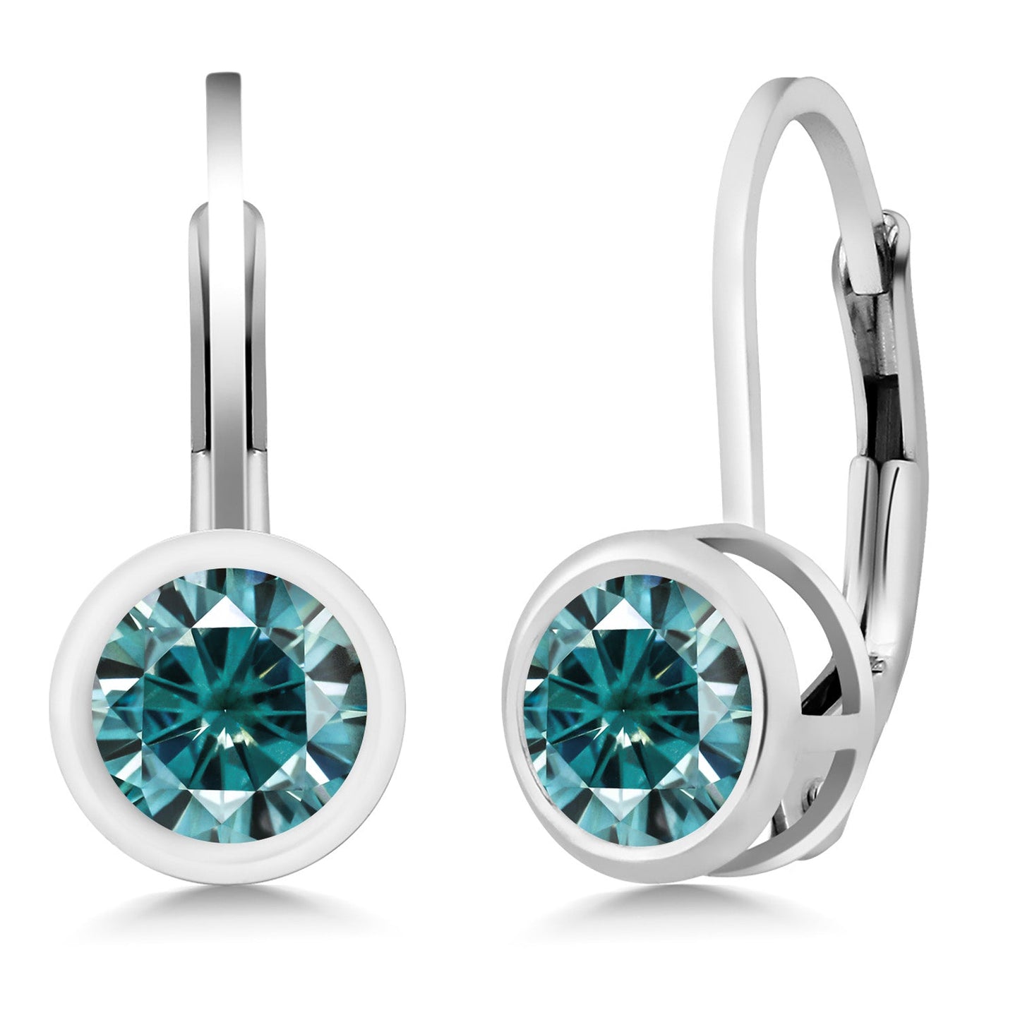 925 Sterling Silver Gemstone Birthstone Dangle Leverback Earrings For Women | Round 5MM | Round Genuine Birthstone Earrings | Fine Jewelry for Her Mom Wife