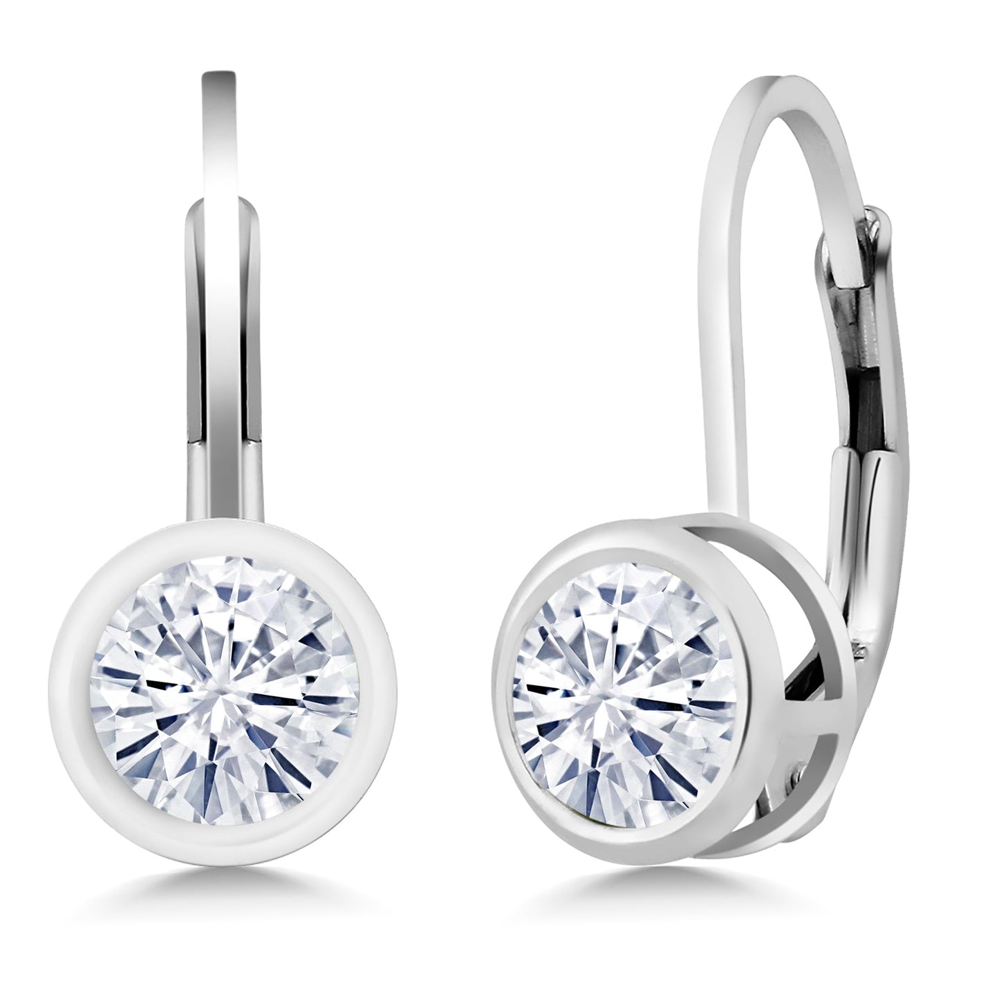 925 Sterling Silver Gemstone Birthstone Dangle Leverback Earrings For Women | Round 5MM | Round Genuine Birthstone Earrings | Fine Jewelry for Her Mom Wife