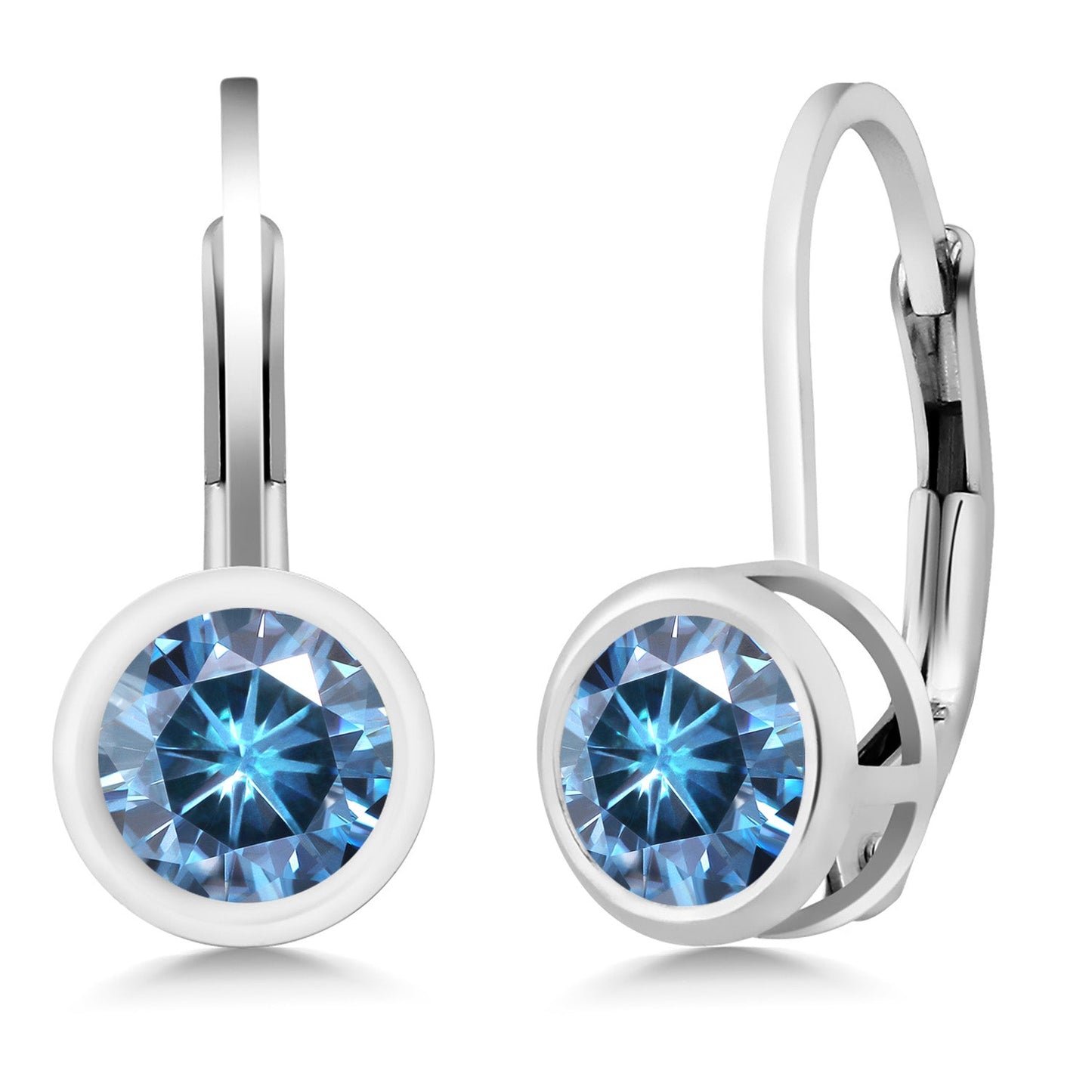 925 Sterling Silver Gemstone Birthstone Dangle Leverback Earrings For Women | Round 5MM | Round Genuine Birthstone Earrings | Fine Jewelry for Her Mom Wife