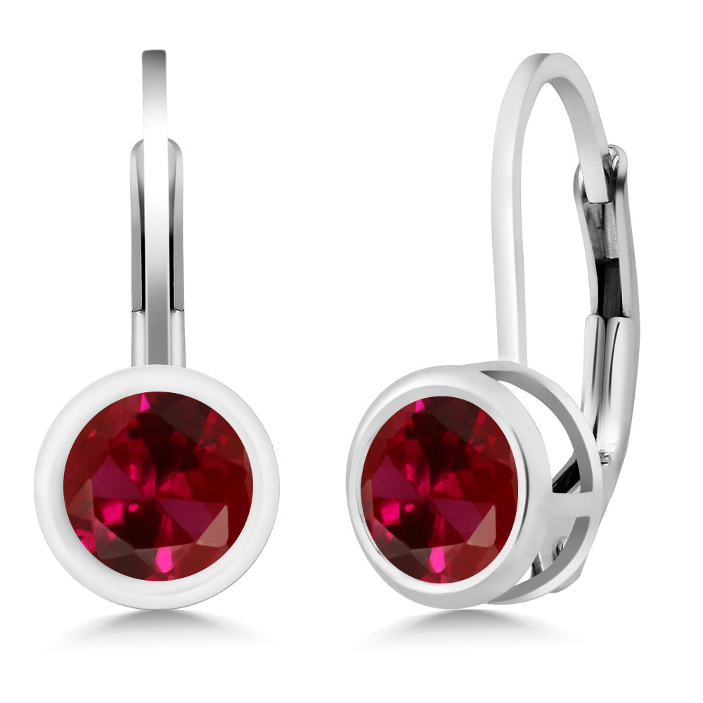 925 Sterling Silver Gemstone Birthstone Dangle Leverback Earrings For Women | Round 5MM | Round Genuine Birthstone Earrings | Fine Jewelry for Her Mom Wife