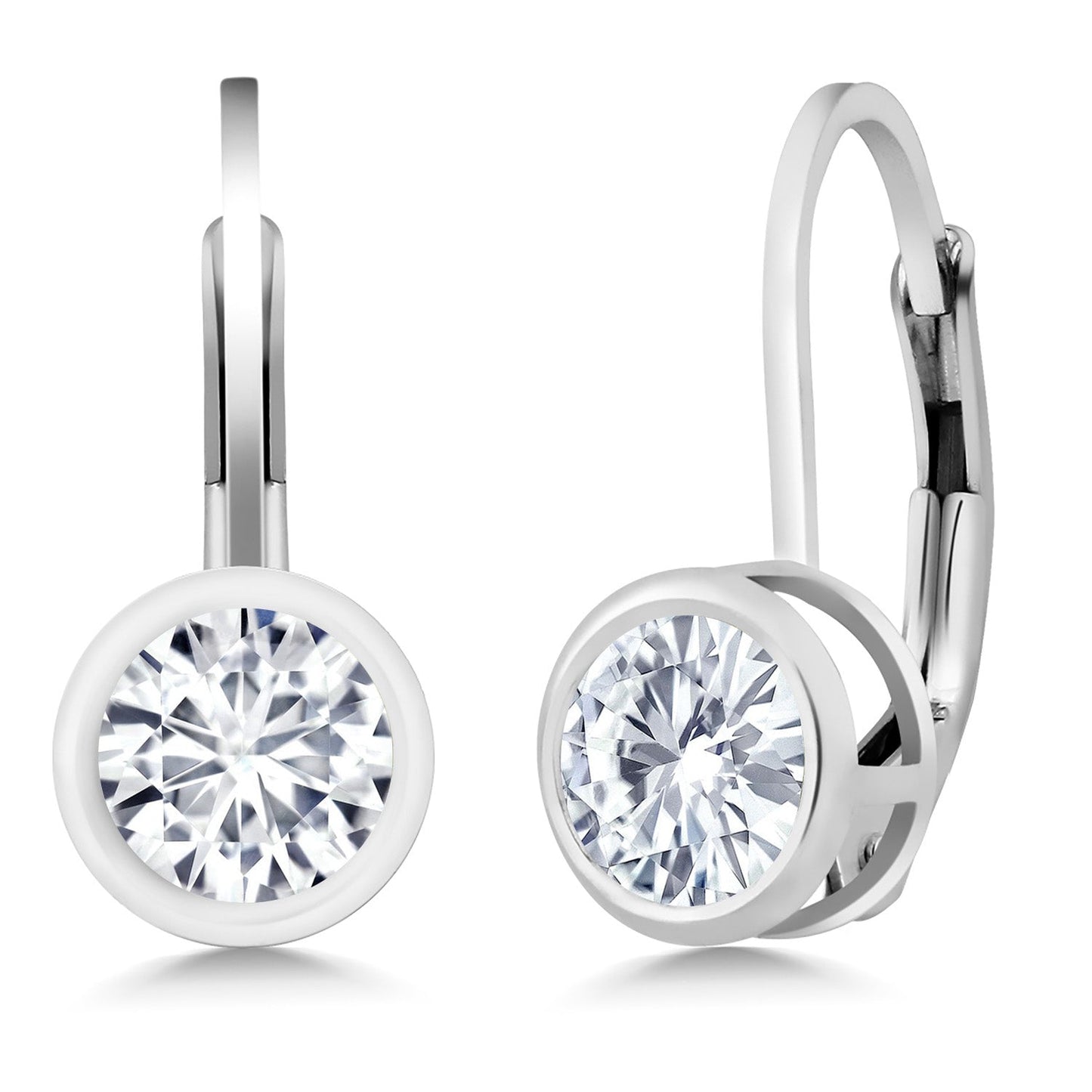 925 Sterling Silver Gemstone Birthstone Dangle Leverback Earrings For Women | Round 5MM | Round Genuine Birthstone Earrings | Fine Jewelry for Her Mom Wife