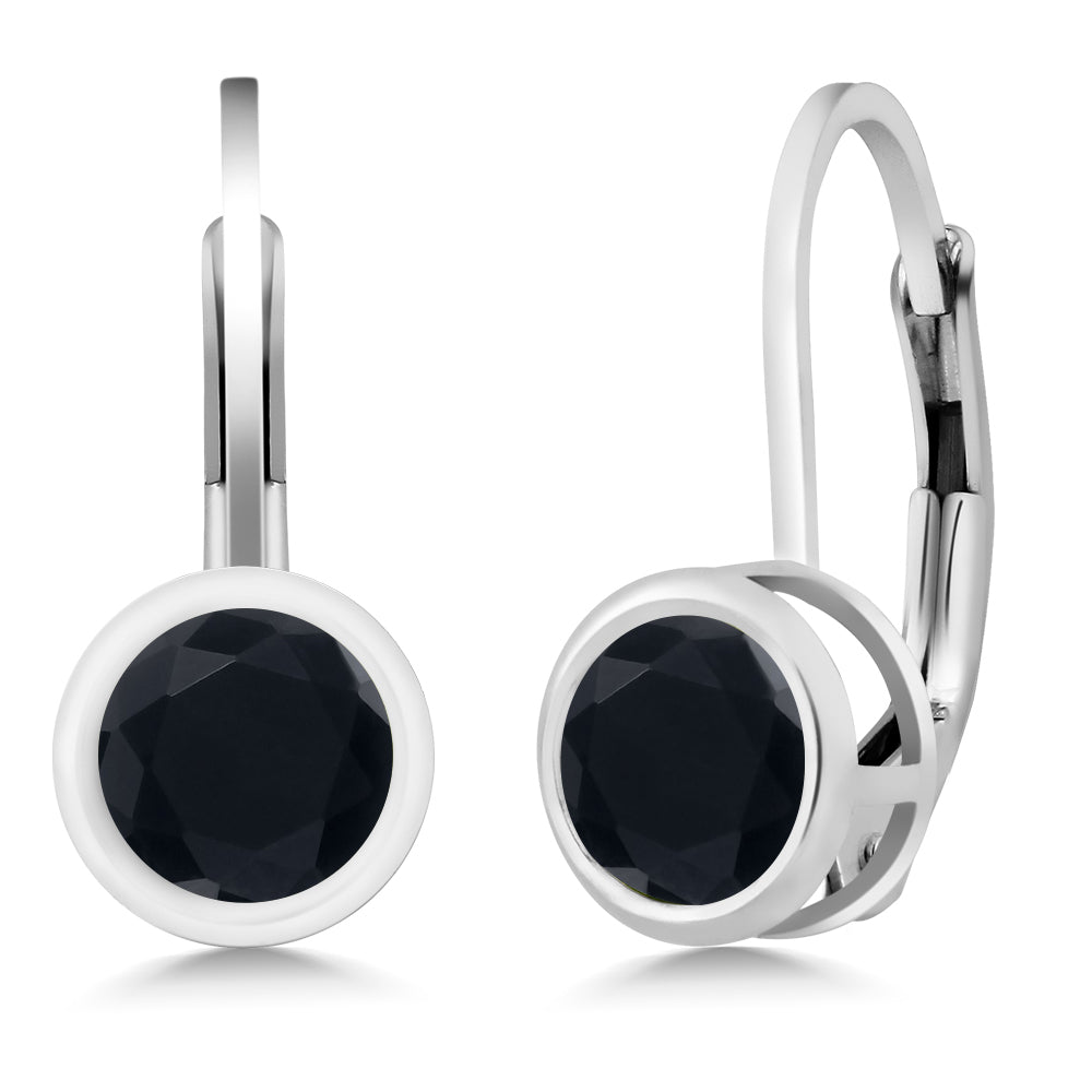 925 Sterling Silver Gemstone Birthstone Dangle Leverback Earrings For Women | Round 5MM | Round Genuine Birthstone Earrings | Fine Jewelry for Her Mom Wife