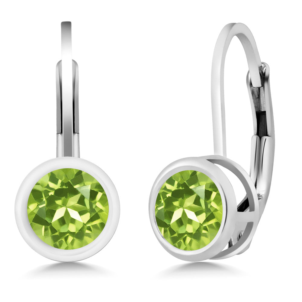 925 Sterling Silver Gemstone Birthstone Dangle Leverback Earrings For Women | Round 5MM | Round Genuine Birthstone Earrings | Fine Jewelry for Her Mom Wife