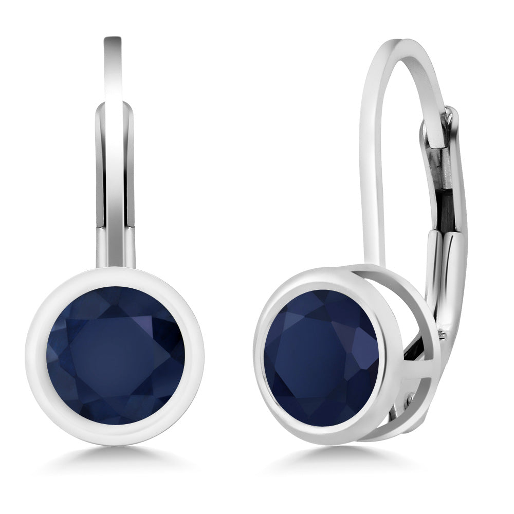 925 Sterling Silver Gemstone Birthstone Dangle Leverback Earrings For Women | Round 5MM | Round Genuine Birthstone Earrings | Fine Jewelry for Her Mom Wife