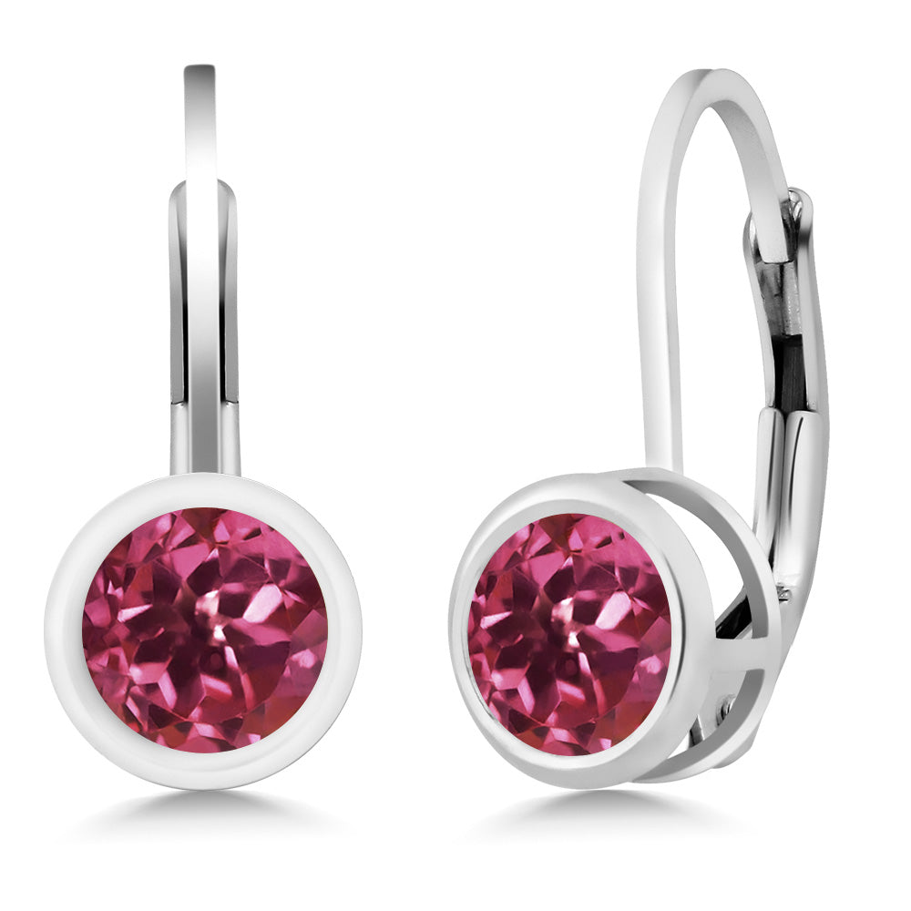 925 Sterling Silver Gemstone Birthstone Dangle Leverback Earrings For Women | Round 5MM | Round Genuine Birthstone Earrings | Fine Jewelry for Her Mom Wife