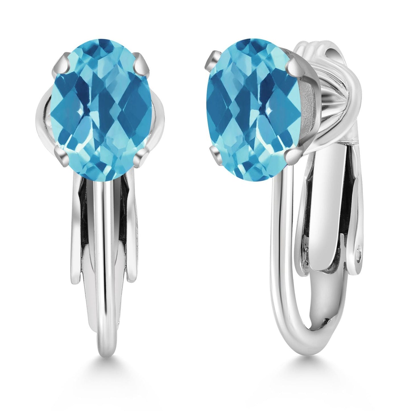 Clip-On Earrings for Women | Gemstone Birthstone Drop Earrings | 925 Sterling Silver | Oval 7X5MM | Gift For Women Mother Bridesmaids