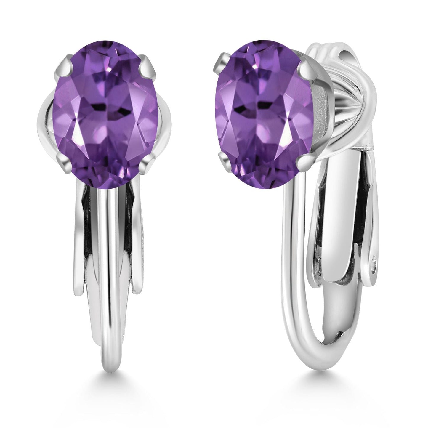 Clip-On Earrings for Women | Gemstone Birthstone Drop Earrings | 925 Sterling Silver | Oval 7X5MM | Gift For Women Mother Bridesmaids